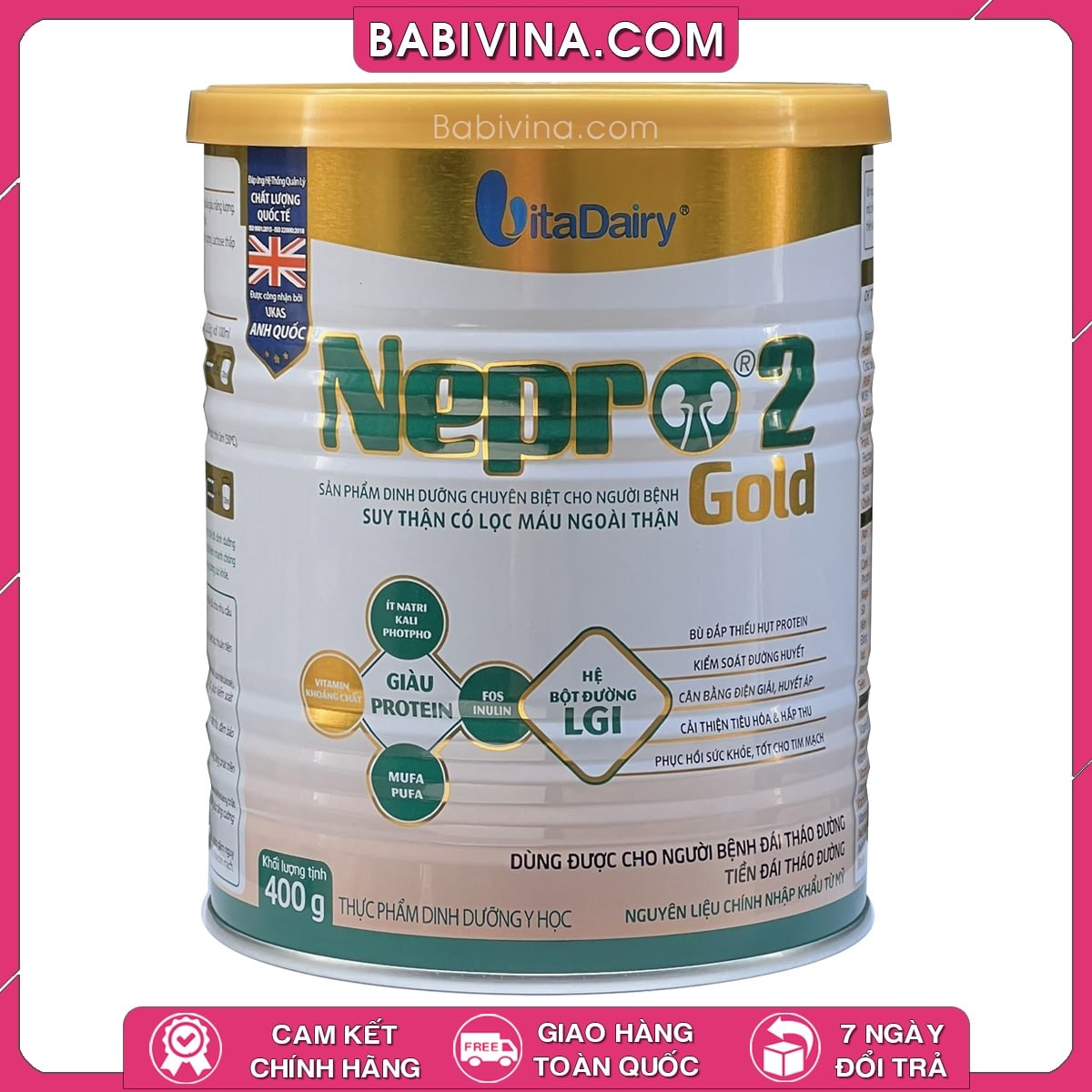 Sữa Nepro Gold 2 400g | Dinh Dưỡng Cho Người Chạy Thận, Tiểu Đường, Tim Mạch | Mua Sữa Thận Nepro Gold Chính Hãng Vitadairy, Giá Rẻ Nhất Tại Babivina