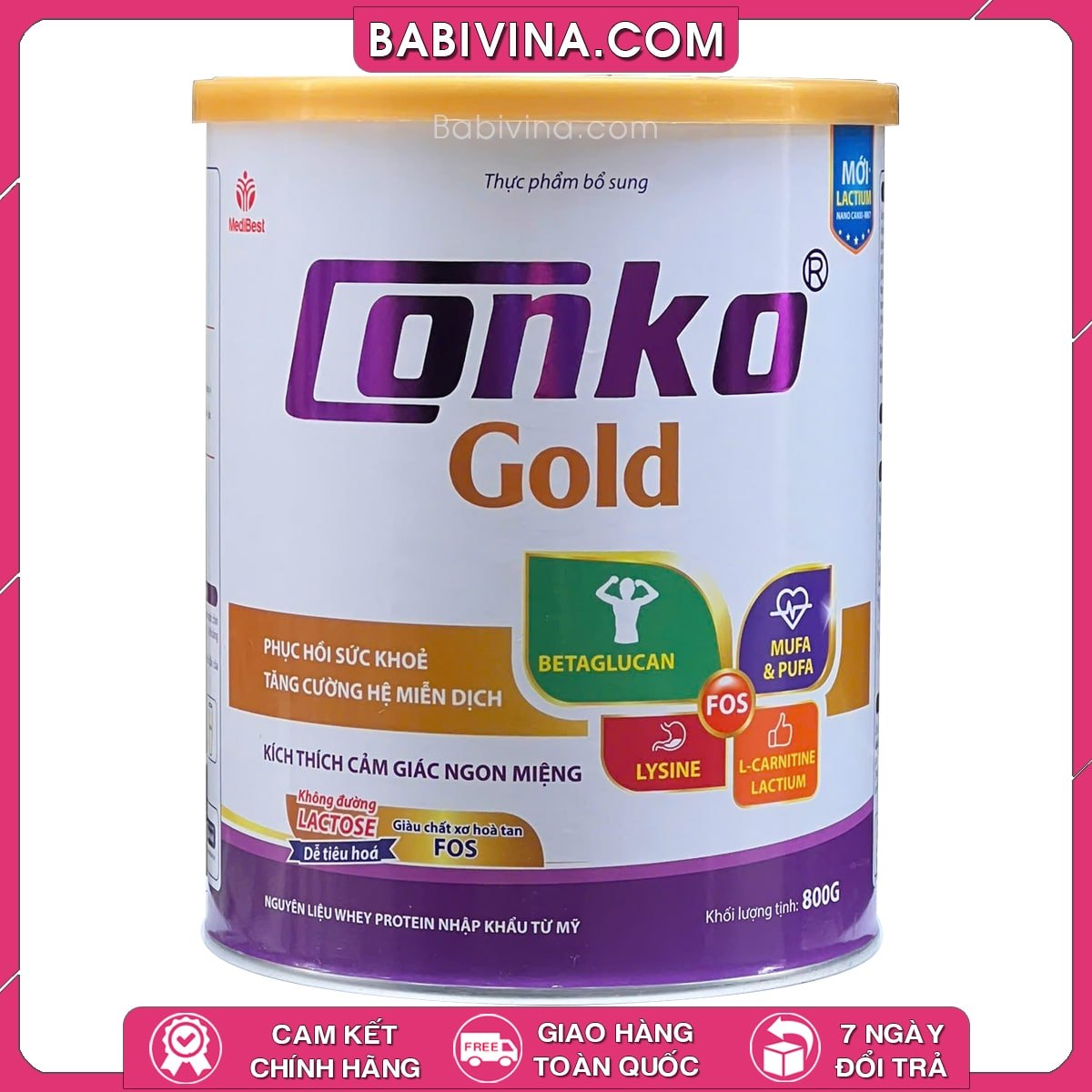 Sữa Conko Gold 800g | Dinh Dưỡng Cho Người Bệnh Cao Tuổi, Trước Và Sau Phẫu Thuật, Người Gầy Yếu Cần Tăng Cân | Mua Sữa Conko Gold Chính Hãng Medibest, Giá Rẻ Nhất Tại Babivina