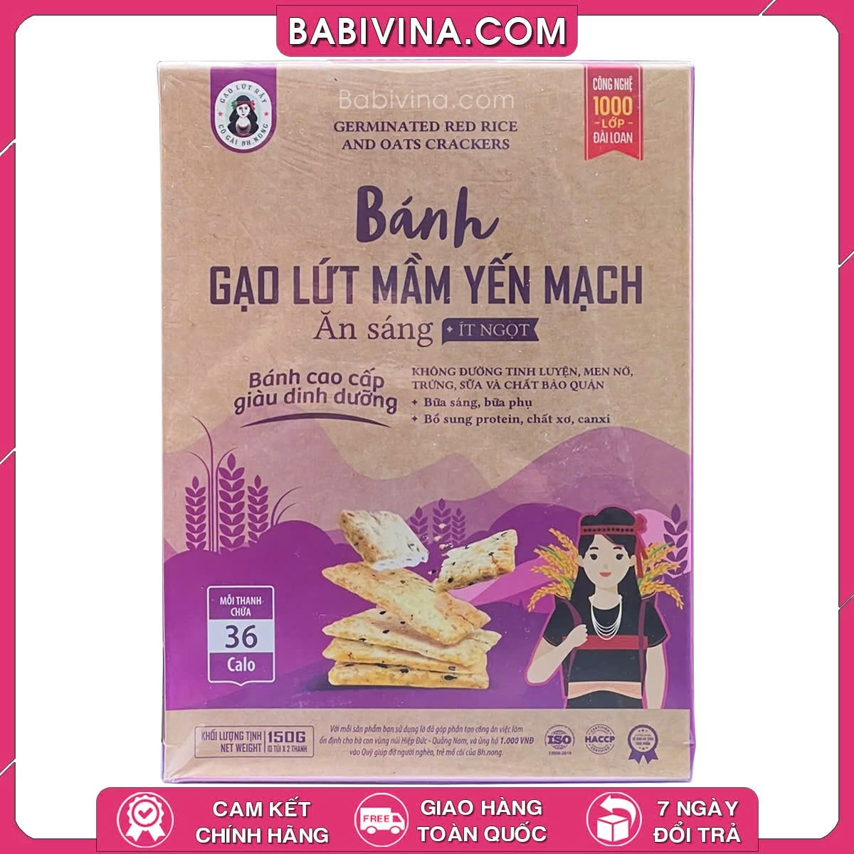 Bánh Gạo Lứt Mầm Yến Mạch Mè Đen Bh.Nong 150g | Thực Dưỡng, Thơm Ngon, Giàu Chất Xơ, Đủ Dưỡng Chất | Bhnong, Bh Nong | Tổng Kho Phân Phối Babivina