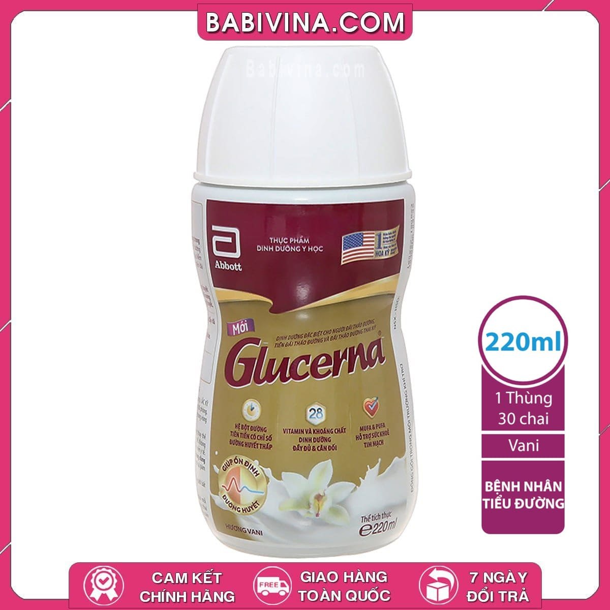 Sữa Glucerna Nước 220ml Thùng 30 Chai | Người Bệnh Tiểu Đường