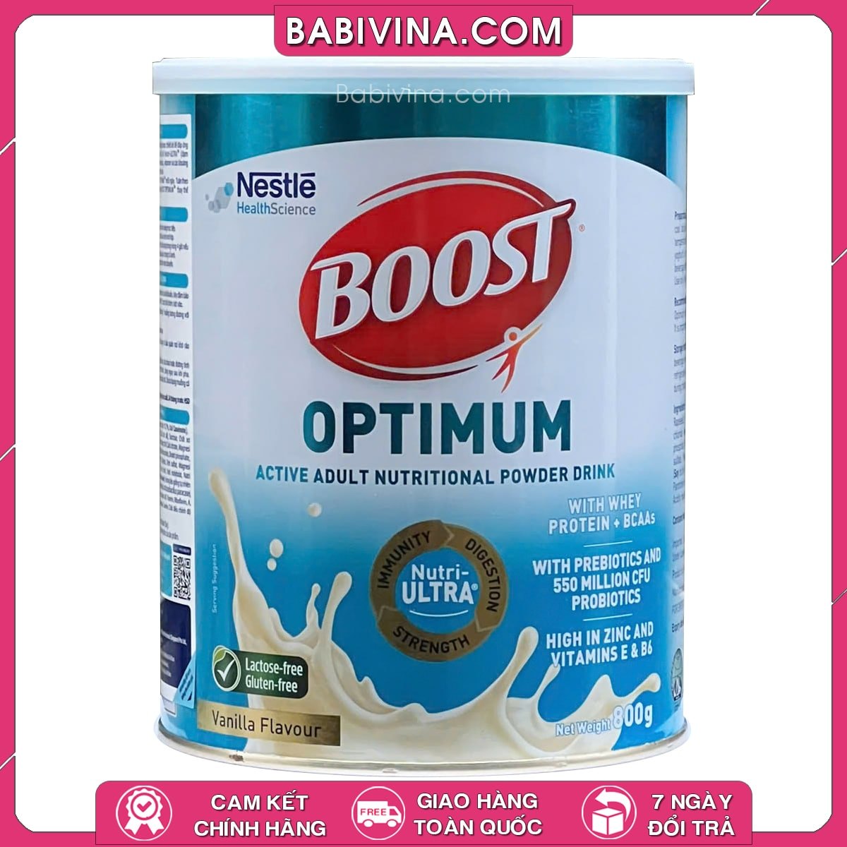 Sữa Boost Optimum 800g | Dinh Dưỡng Cao Năng Lượng Cho Người Cao Tuổi, Người Ốm, Bệnh Nhân, Người Phẫu Thuật | Mua Boost Optimum Chính Hãng Nestle, Giá Rẻ Nhất Tại Babivina