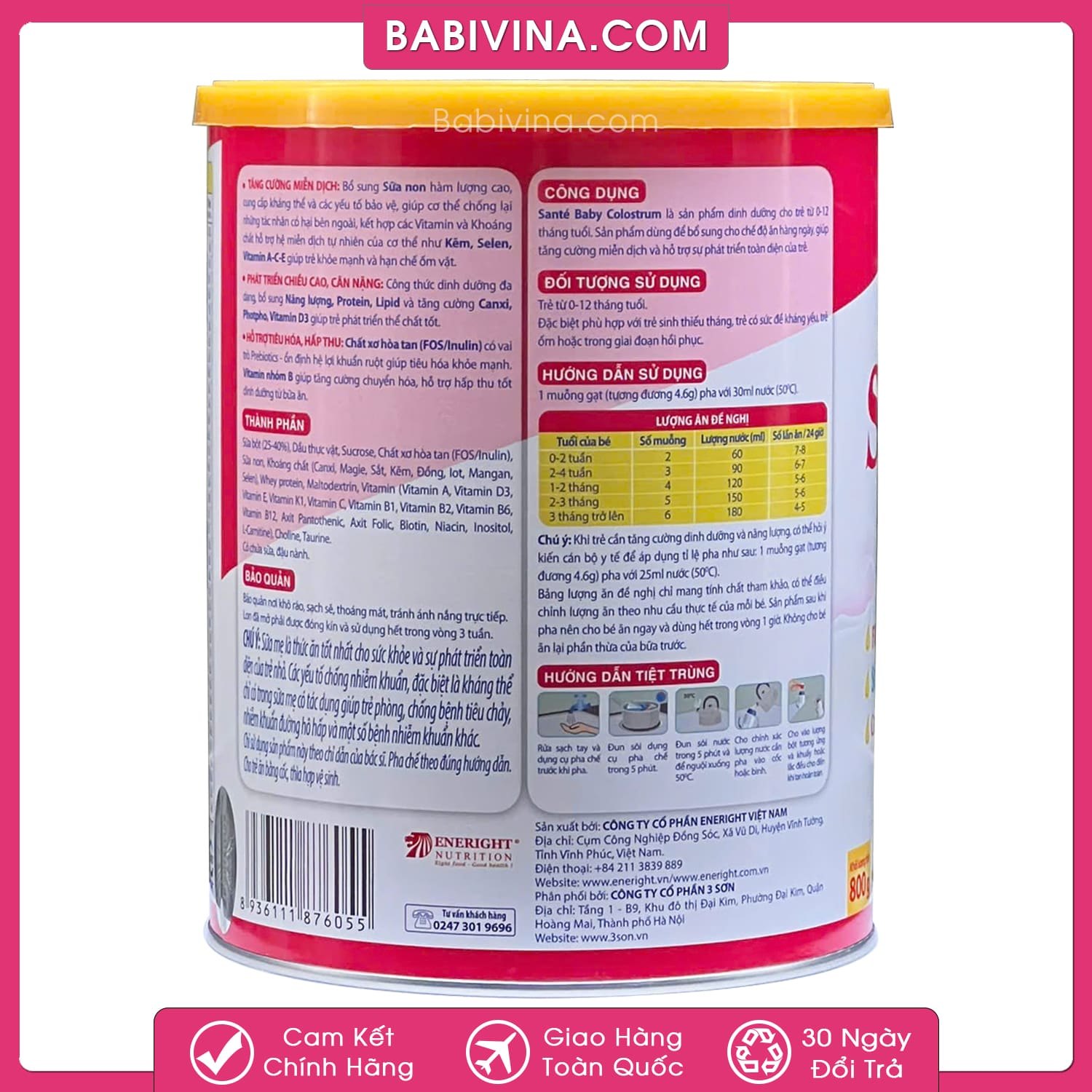 Sữa Sante Baby 800g | Sữa Non Dành Cho Trẻ 0-12 Tháng Tăng Sức Đề Kháng | Mua Santebaby Chính Hãng, Giá Cực Tốt Tại Babivina