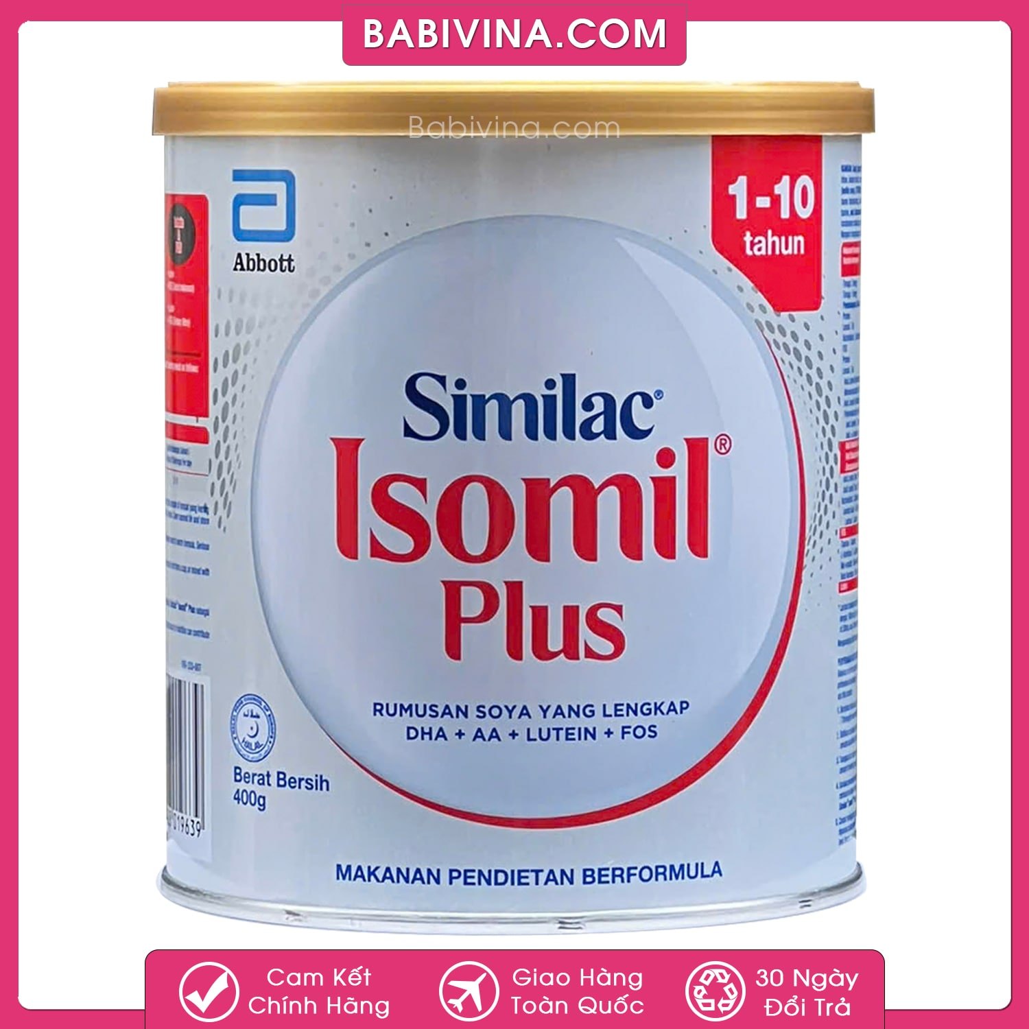 Sữa Similac Isomil Plus 400g | Trẻ 1-10 Tuổi Dị Ứng Đạm Sữa, Bất Dung Nạp Lactose | Đạm Đậu Nành SoyProtein | Mua Similac Isomil Chính Hãng, Giá Tốt Nhất Tại Babivina