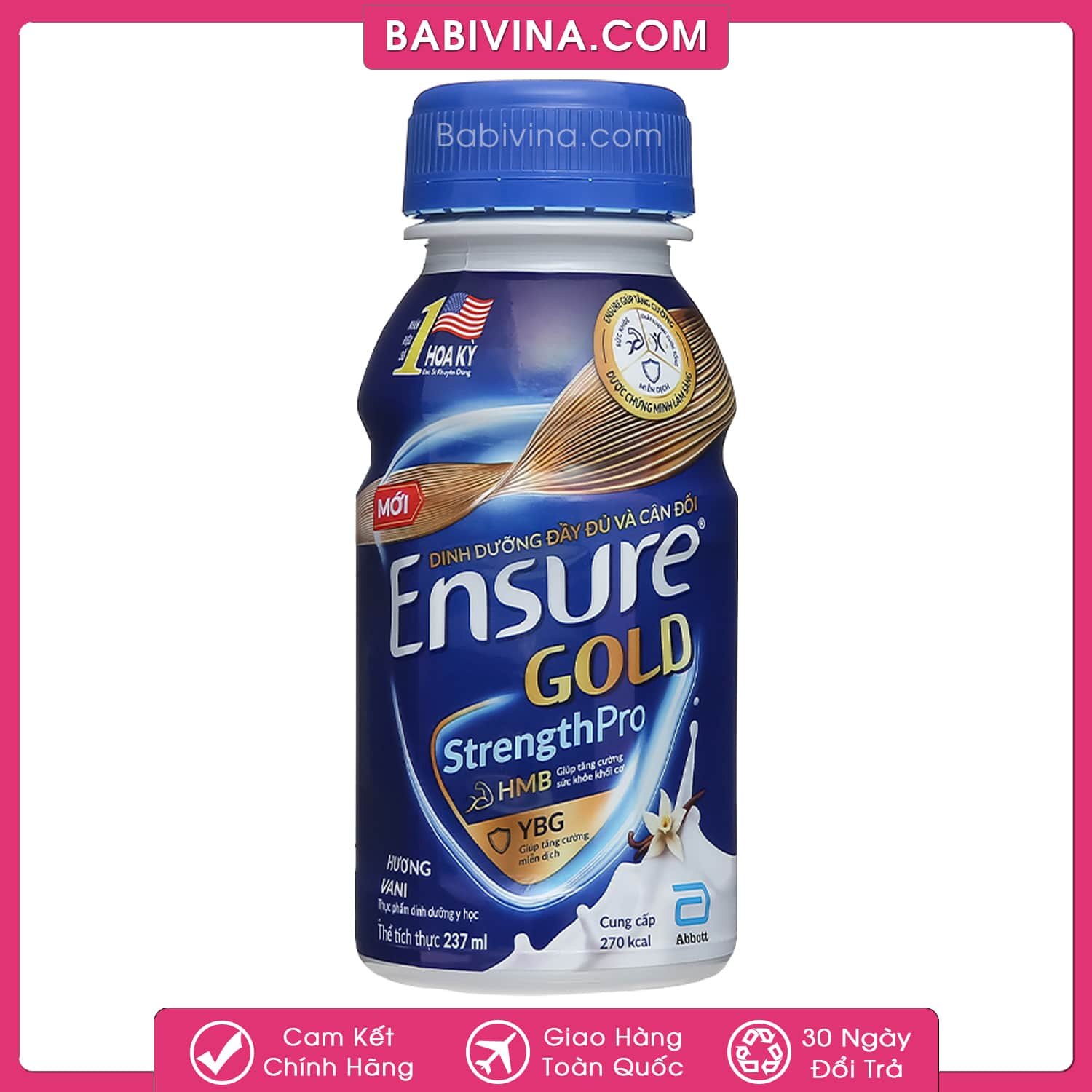 Thùng 24 Chai Sữa Ensure Gold 237ml | Ensure Gold Nước Dành Cho Người Ốm Bệnh, Phẫu Thuật, Người Cao Tuổi | Mua Ensure Gold Nước Chính Hãng, Giá Tốt Nhất Tại Babivina