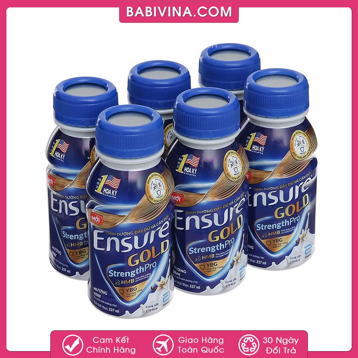 Thùng 24 Chai Sữa Ensure Gold 237ml | Ensure Gold Nước Dành Cho Người Ốm Bệnh, Phẫu Thuật, Người Cao Tuổi | Mua Ensure Gold Nước Chính Hãng, Giá Tốt Nhất Tại Babivina