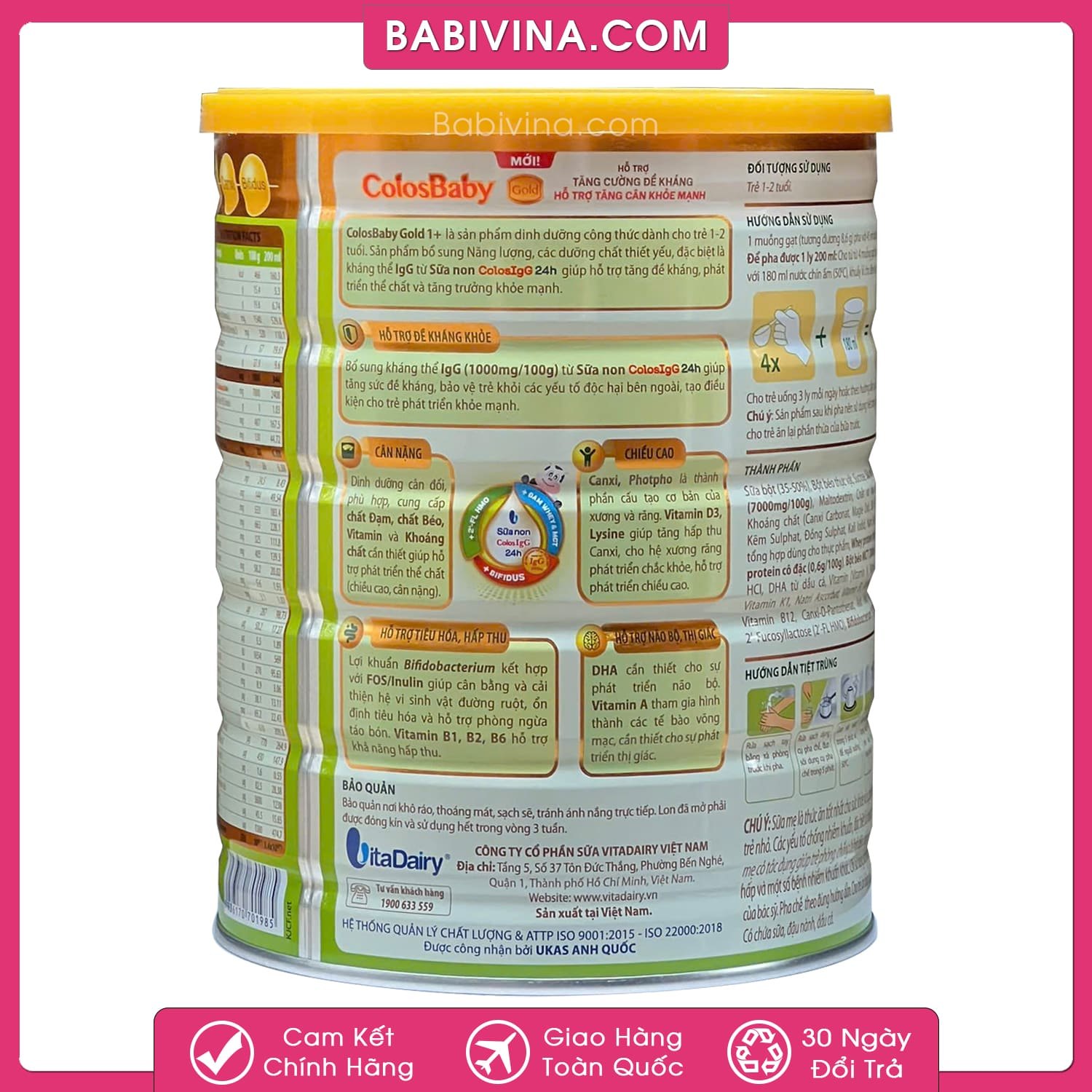 Sữa Colosbaby Gold 1+ 800g | Trẻ 1-2 Tuổi, Tăng Cân, Khỏe Mạnh | Mua Sữa Non Colos Baby Chính Hãng, Date Mới, Giá Tốt Nhất Tại Babivina