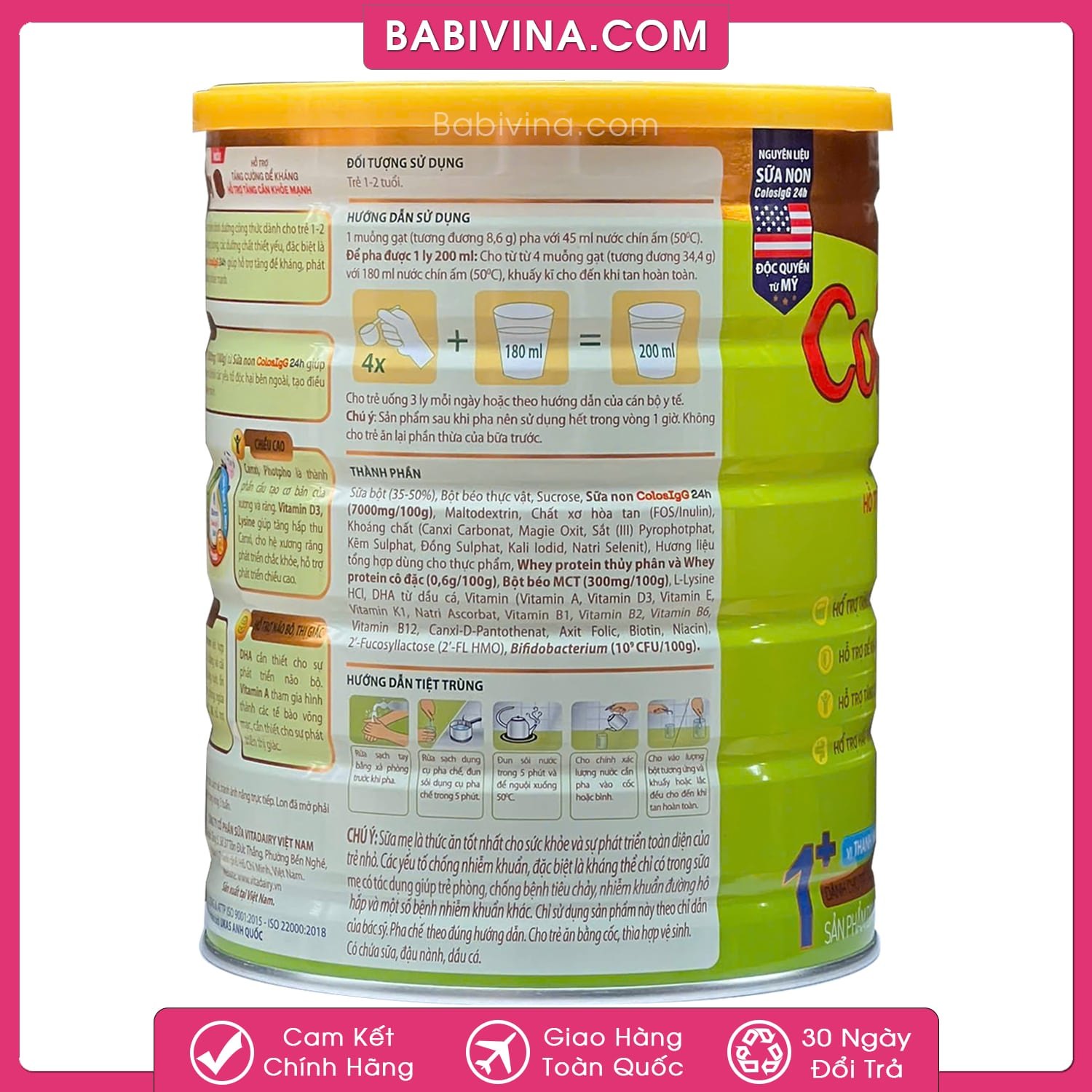 Sữa Colosbaby Gold 1+ 800g | Trẻ 1-2 Tuổi, Tăng Cân, Khỏe Mạnh | Mua Sữa Non Colos Baby Chính Hãng, Date Mới, Giá Tốt Nhất Tại Babivina