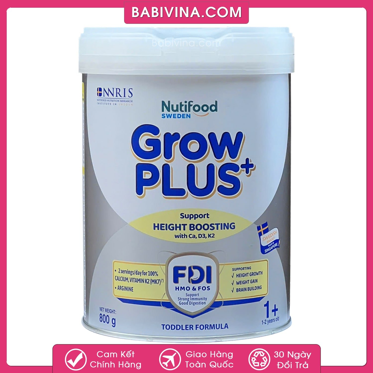 Sữa Growplus+ Bạc 1+ 800g | Trẻ 1-2 Tuổi Tăng Cân, Khỏe Mạnh | Mua Growplus Chính Hãng Nutifood, Giá Tốt Nhất Tại Babivina