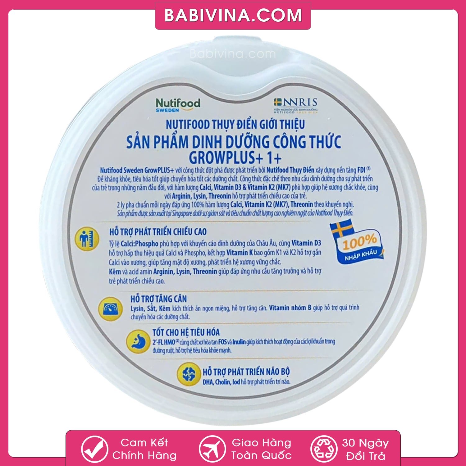 Sữa Growplus+ Bạc 1+ 800g | Trẻ 1-2 Tuổi Tăng Cân, Khỏe Mạnh | Mua Growplus Chính Hãng Nutifood, Giá Tốt Nhất Tại Babivina
