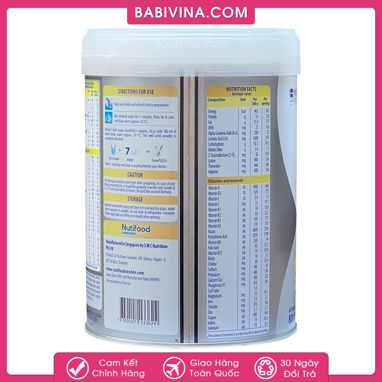 Sữa Growplus+ Bạc 1+ 800g | Trẻ 1-2 Tuổi Tăng Cân, Khỏe Mạnh | Mua Growplus Chính Hãng Nutifood, Giá Tốt Nhất Tại Babivina