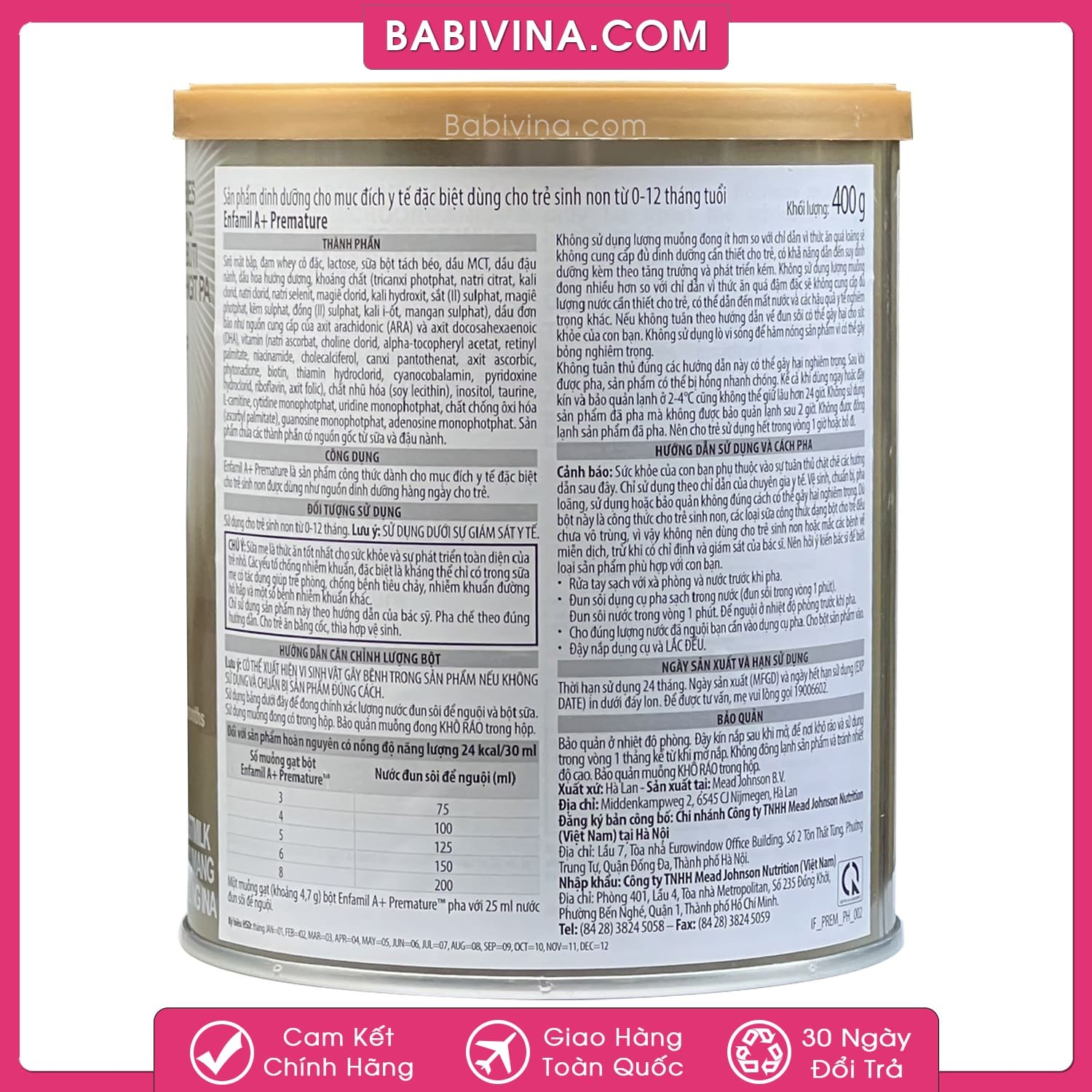 Sữa Enfamil Premature 400g | Trẻ Sinh Non, Nhẹ Cân | Mua Enfamil Premature Chính Hãng, Giá Tốt Nhất Tại Babivina