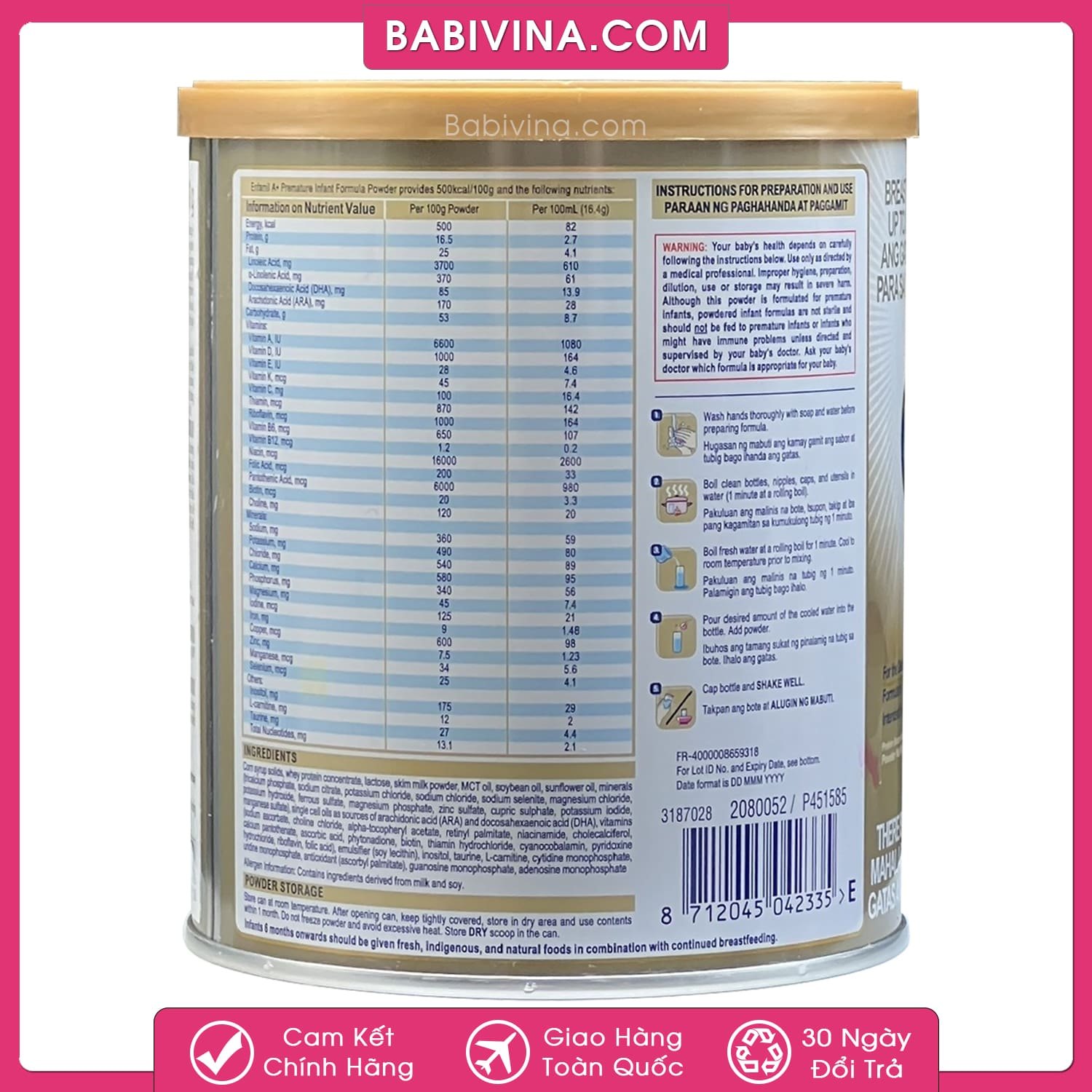 Sữa Enfamil Premature 400g | Trẻ Sinh Non, Nhẹ Cân | Mua Enfamil Premature Chính Hãng, Giá Tốt Nhất Tại Babivina