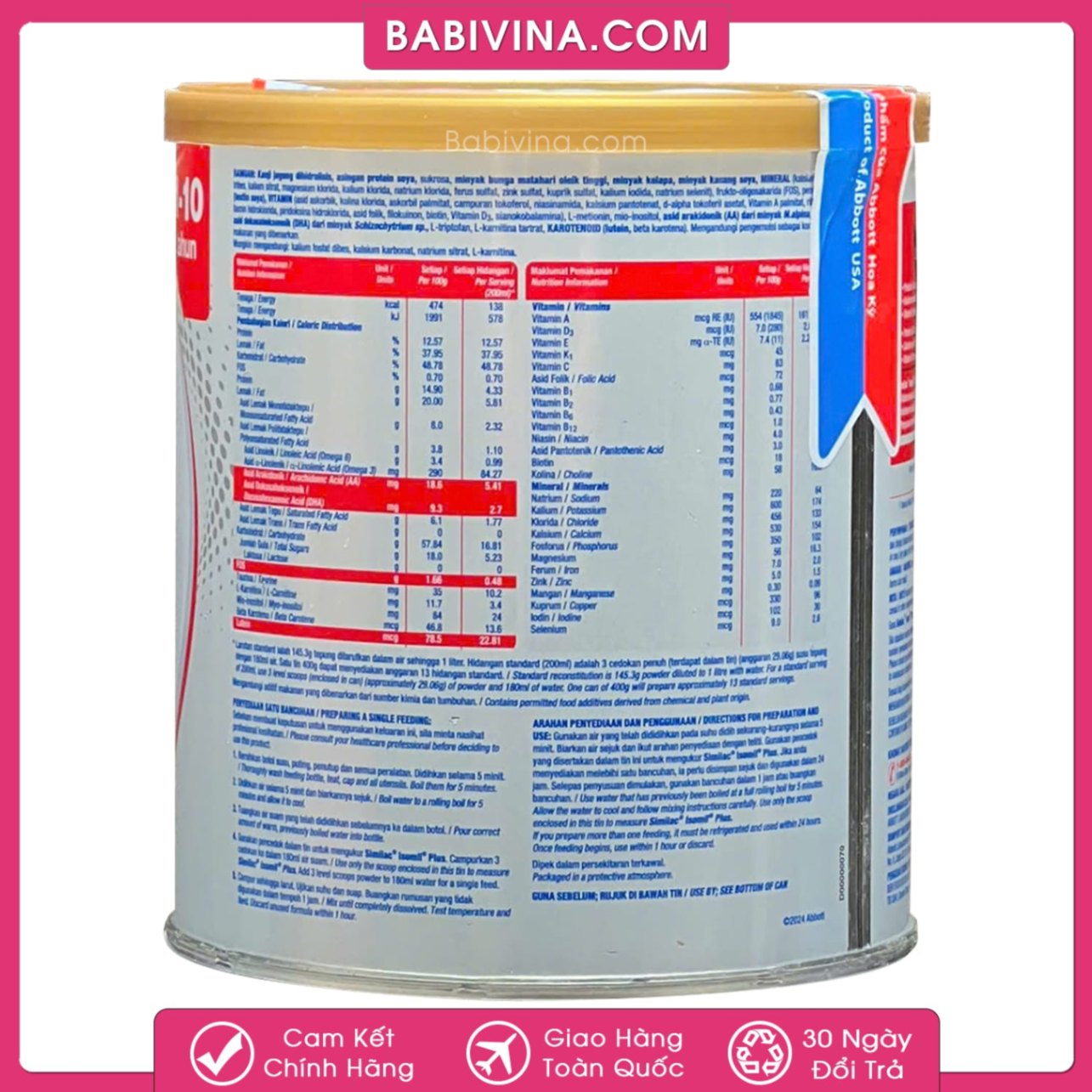 Sữa Similac Isomil Plus 400g | Trẻ 1-10 Tuổi Dị Ứng Đạm Sữa, Bất Dung Nạp Lactose | Đạm Đậu Nành SoyProtein | Mua Similac Isomil Chính Hãng, Giá Tốt Nhất Tại Babivina