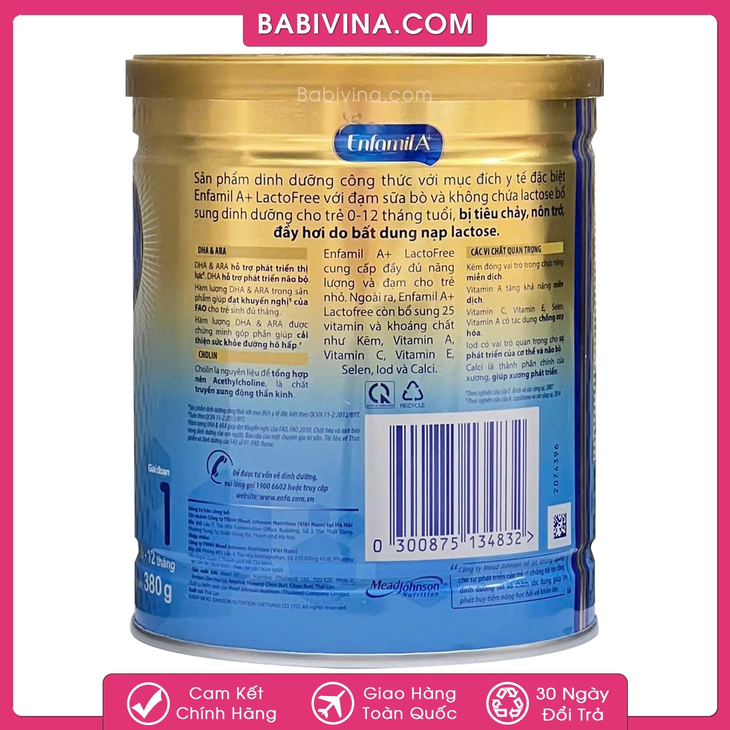 Sữa Enfamil Lactofree 380g | Trẻ 0-12 Tháng Tuổi, Bất Dung Nạp Lactose, Tiêu Chảy. Mua Enfamil Lactofree Chính Hãng, Giá Tốt Nhất