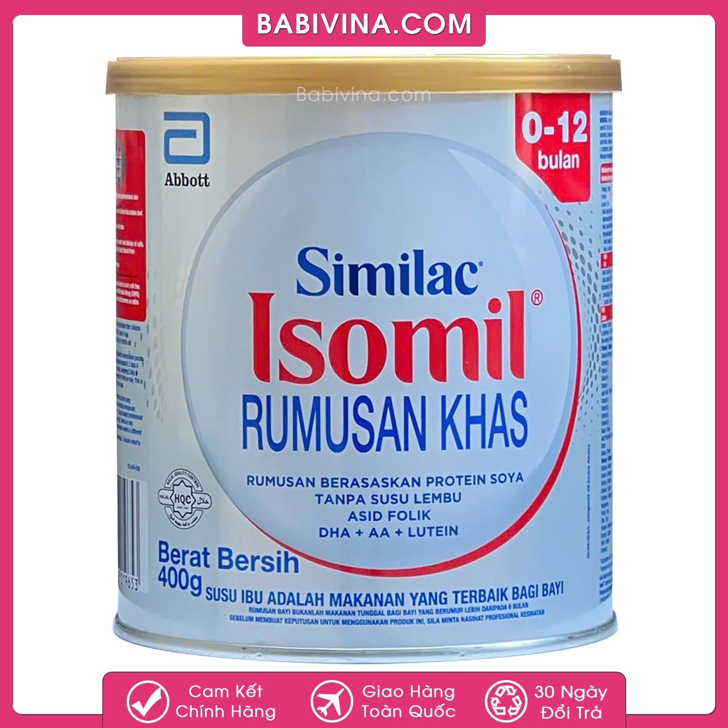 Sữa Similac Isomil 400g | Trẻ 0-12 Tháng Tuổi Dị Ứng Đạm Sữa, Bất Dung Nạp Lactose | Đạm Đậu Nành SoyProtein | Mua Isomil Chính Hãng Giá Tốt Nhất Tại Babivina