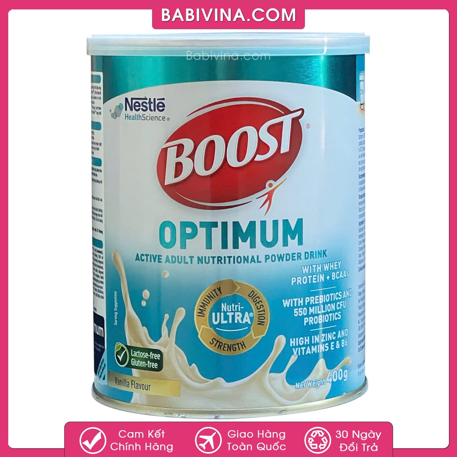 Sữa Boost Optimum 400g | Dinh Dưỡng Cao Năng Lượng Cho Người Cao Tuổi, Người Ốm, Bệnh Nhân, Người Phẫu Thuật | Mua Boost Optimum Chính Hãng Nestle, Giá Rẻ Nhất Tại Babivina