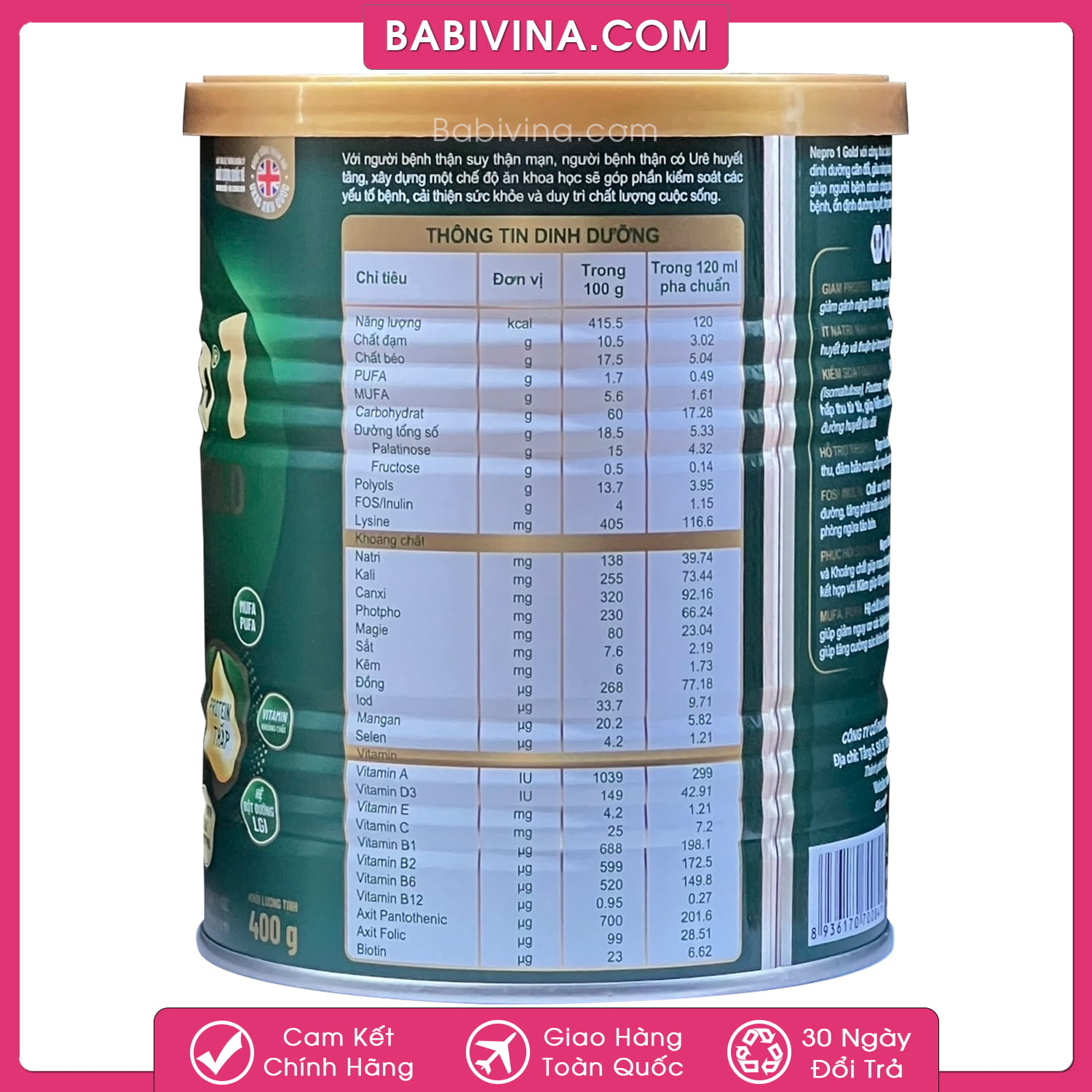 Sữa Nepro Gold 1 400g | Người Bệnh Suy Thận, Tiểu Đường, Tim Mạch | Mua Sữa Thận Nepro Gold Chính Hãng Giá Rẻ Nhất Tại Babivina
