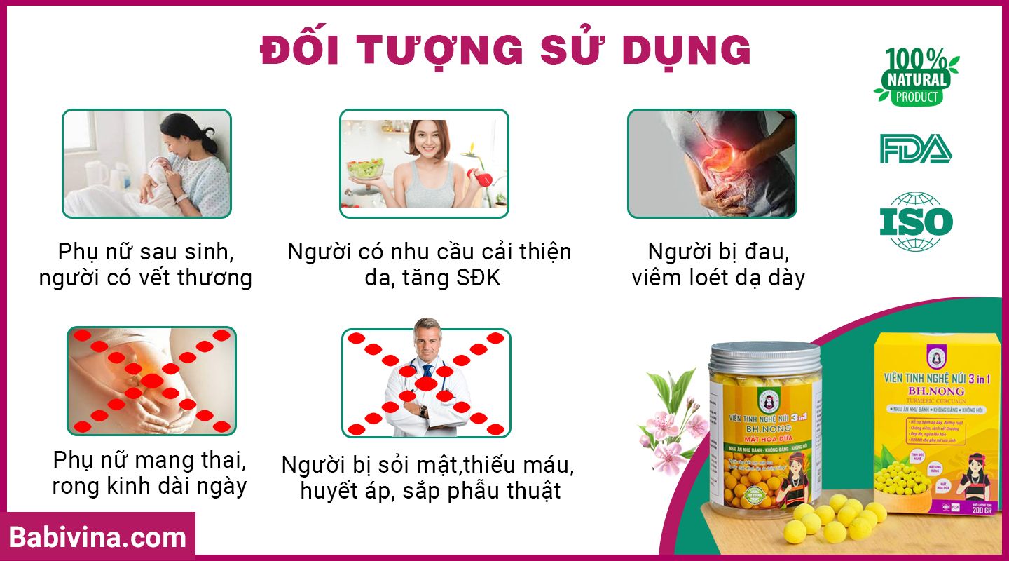 Đối Tượng Sử Dụng Viên Tinh Bột Nghệ Núi 3 In 1 Bh.Nong (Bhnong, Bh nong)