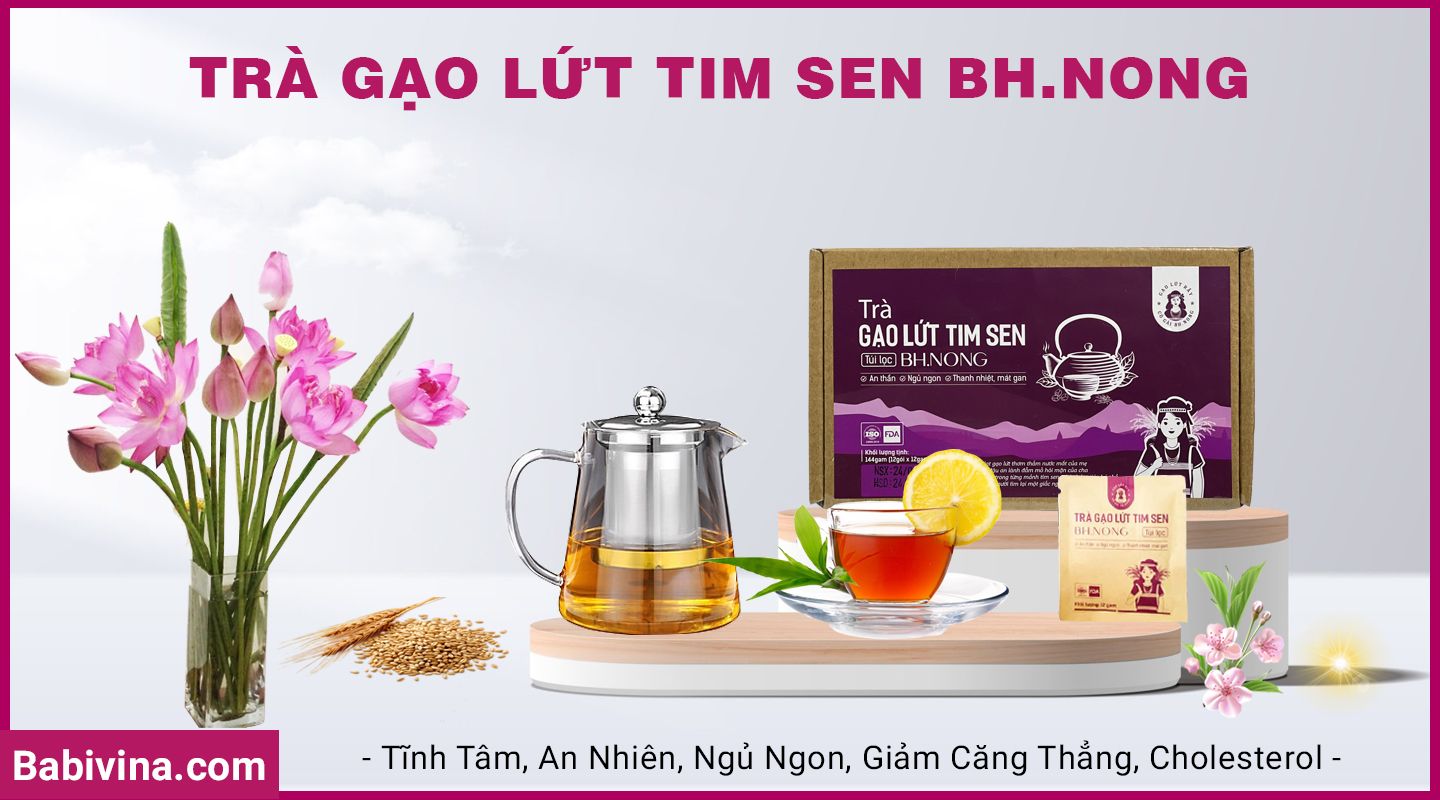 Trà Gạo Lứt Tim Sen 144g BH.Nong Bh Nong | An Thần, Tĩnh Tâm, Ngủ Ngon, Giảm Cholesterol | Tổng Kho, Nhà Phân Phối Babivina