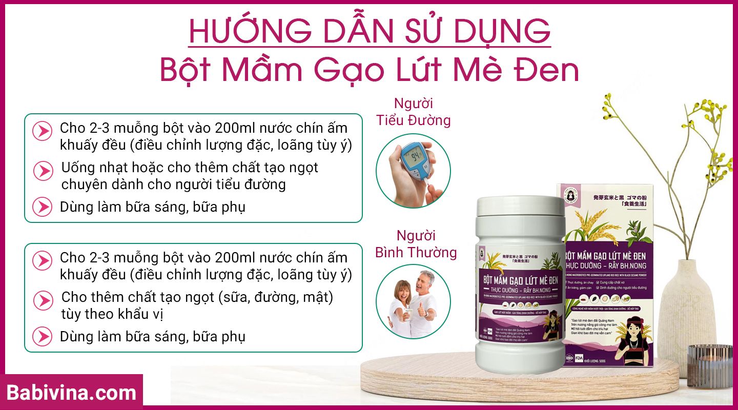 Hướng Dẫn Sử Dụng, Bảo Quản Bột Mầm Gạo Lứt Mè Đen BH.Nong (Bhnong, Bh Nong)