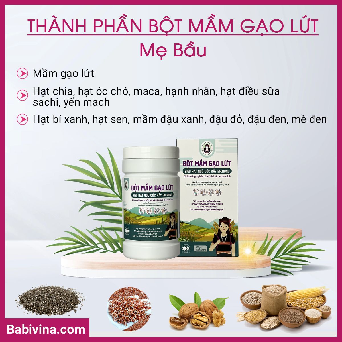 Thành Phần Bột Mầm Gạo Lứt Siêu Hạt BH.Nong