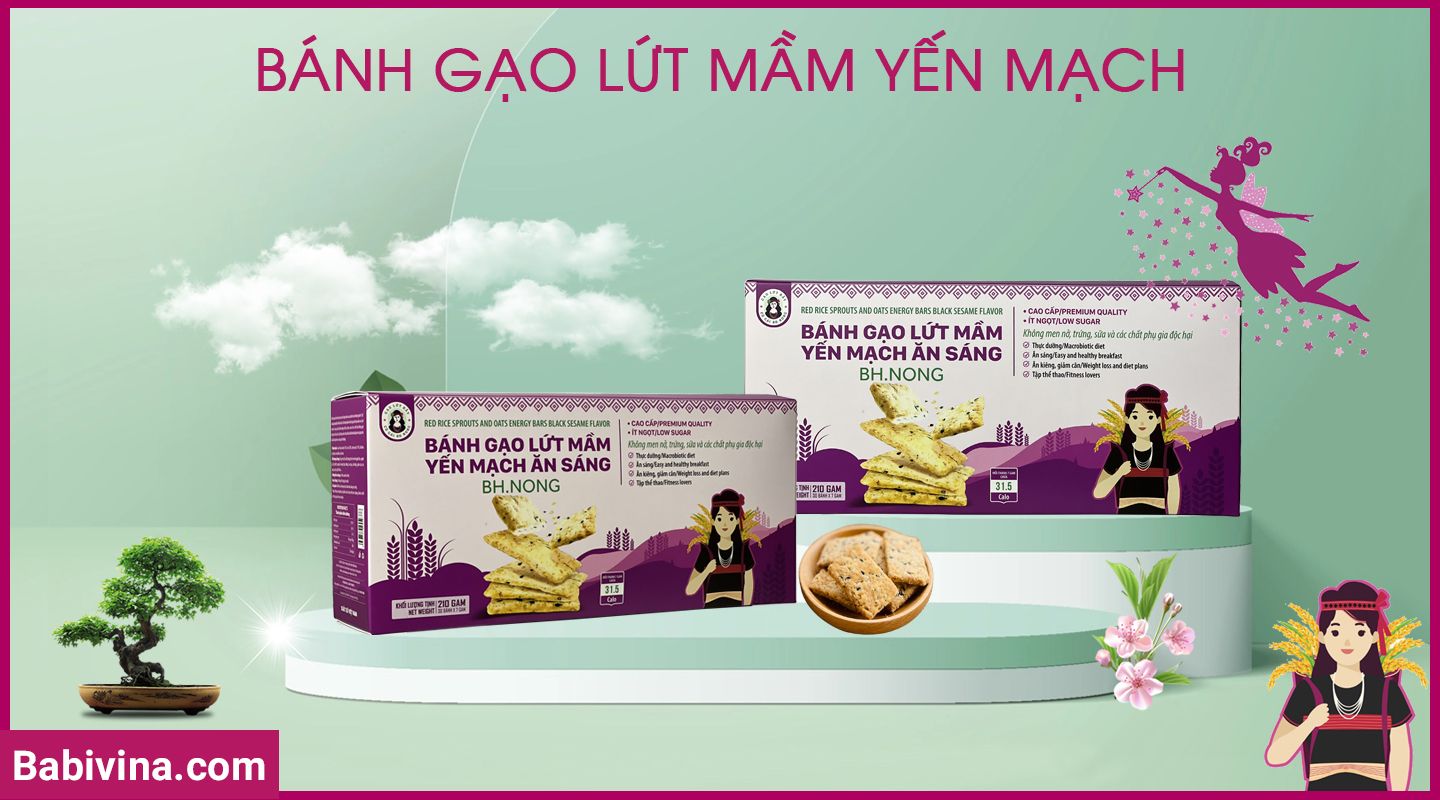 Bánh Gạo Lứt Mầm Yến Mạch bh.nong, cô gái bh nong