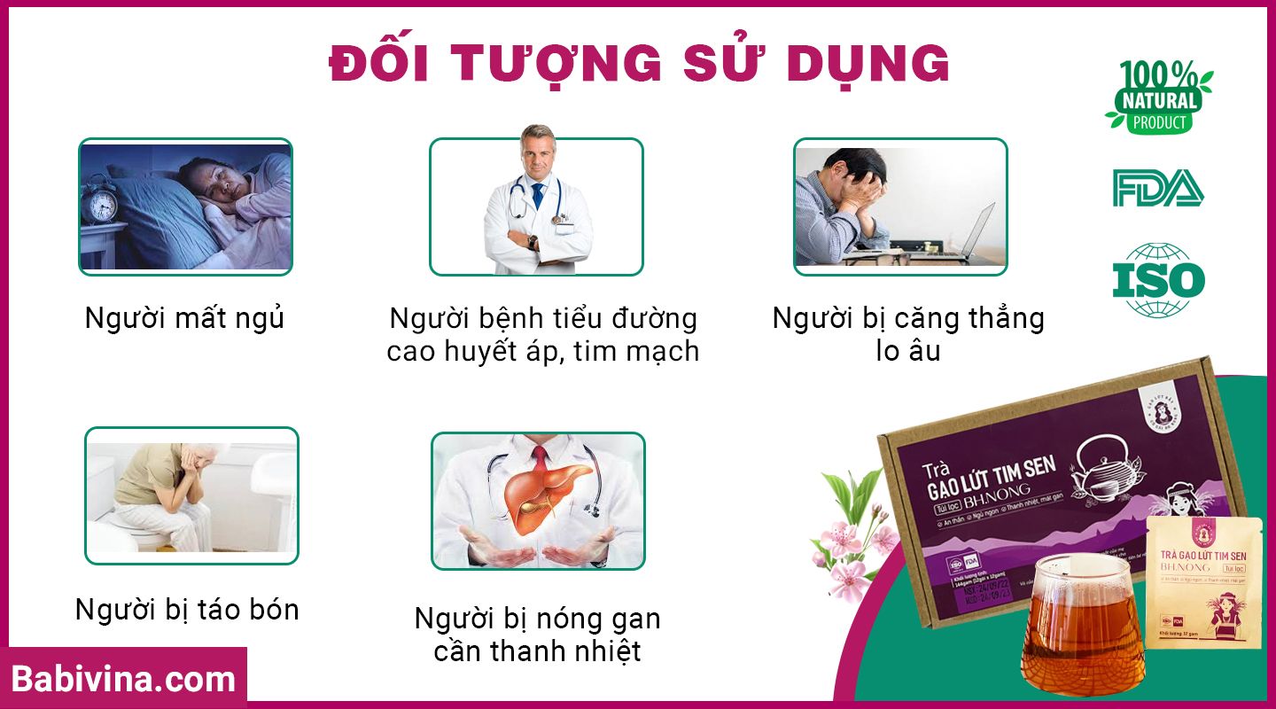 Đối Tượng Sử Dụng Trà Gạo Lứt Tim Sen 144g BH.Nong (Bhnong, Bh Nong)