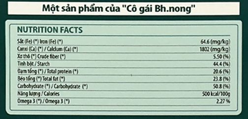 Bảng Giá Trị Dinh Dưỡng Bột Mầm Gạo Lứt BH.Nong 500g (BHnong, BH Nong, BH Nông)