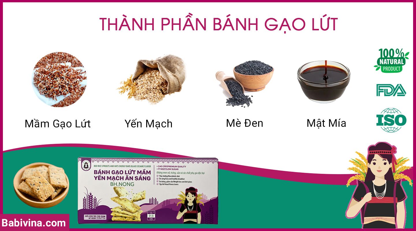 Thành Phần Bánh Mầm Gạo Lứt Mầm Yến Mạch Bh.Nong