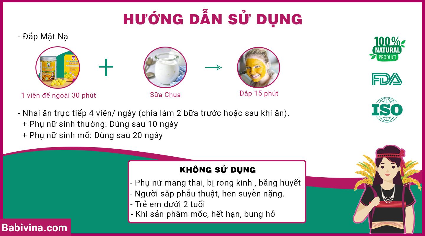 Hướng Dẫn Sử Dụng, Bảo Quản Viên Tinh Bột Nghệ Núi 3 In 1 Bh.Nong (Bhnong, Bh Nong)