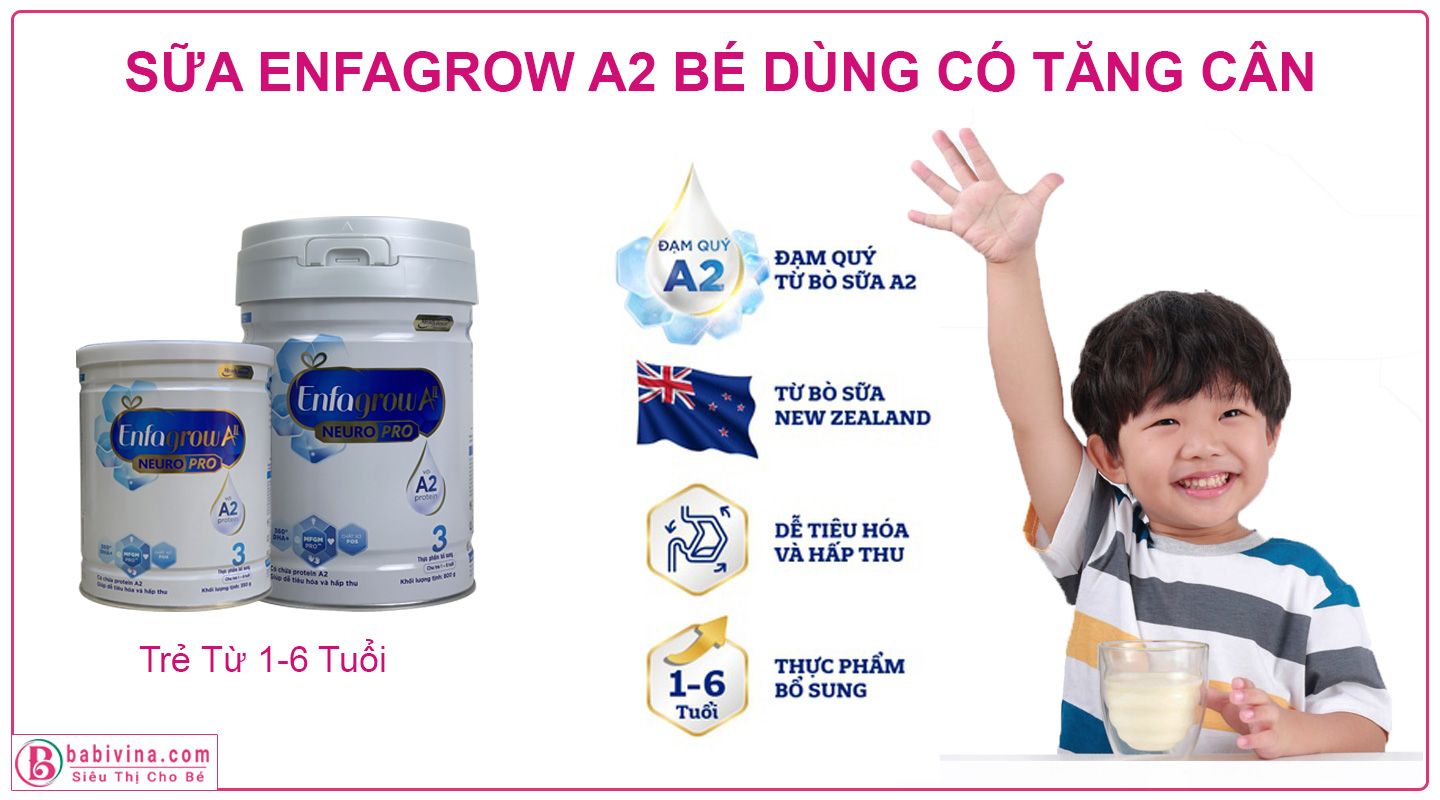 Sữa Enfagrow A2 3 800g Neuropro Giúp Trẻ Tăng Cân Khỏe Mạnh