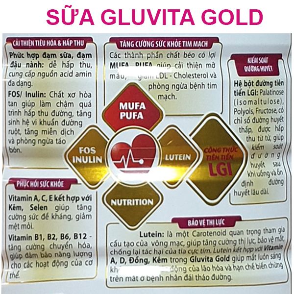 Sữa gluvita gold dinh dưỡng tối ưu cho người tiểu đường