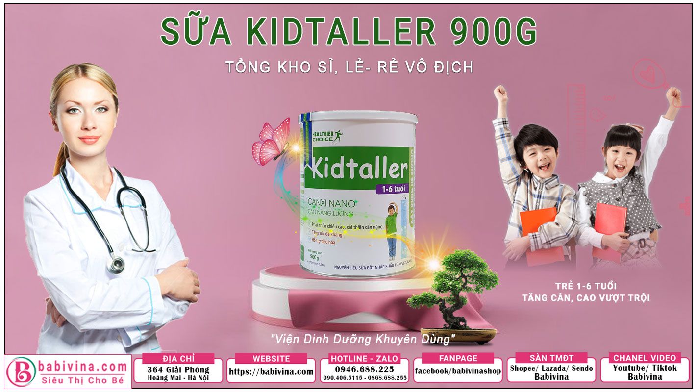 Sữa kidtaller 900g chính hãng, giá rẻ tại babivina