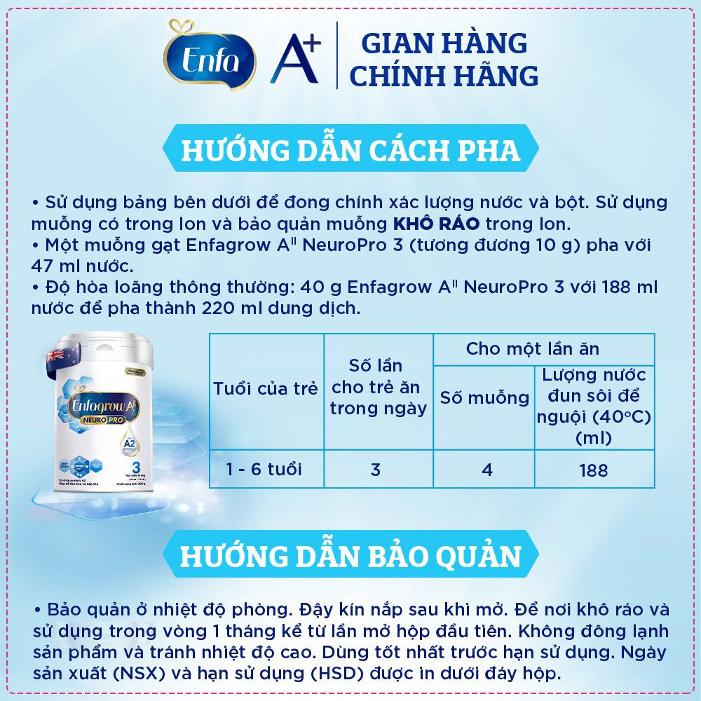 Cách Pha Sữa Enfagrow A2 NeuroPro 3 350g