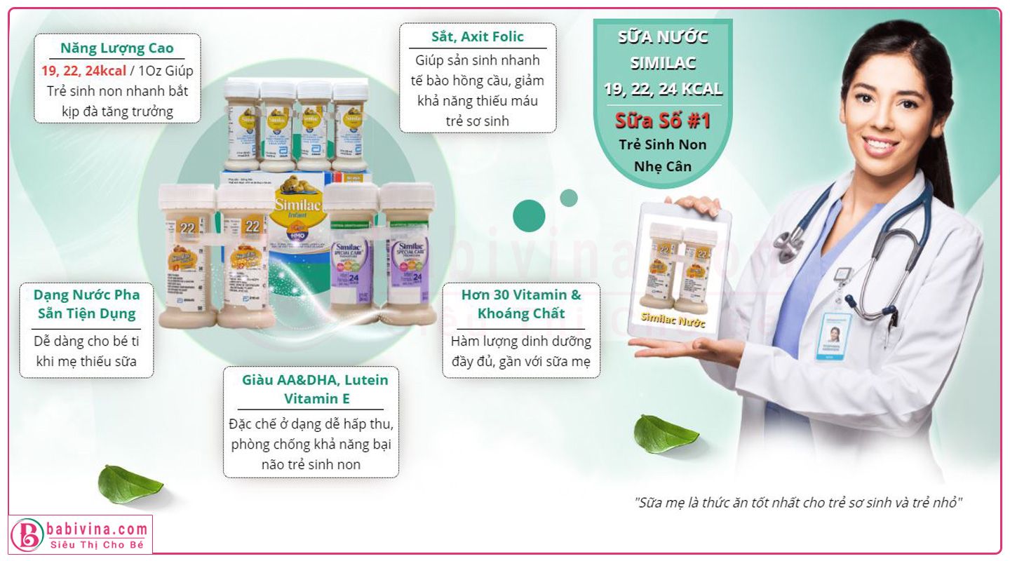 Sữa Non Similac Special Care 24 kcal, Dạng Nước Pha Sẵn, Trẻ Sơ Sinh Sinh Non, Chính Hãng Giá Rẻ Nhất Tại Babivina