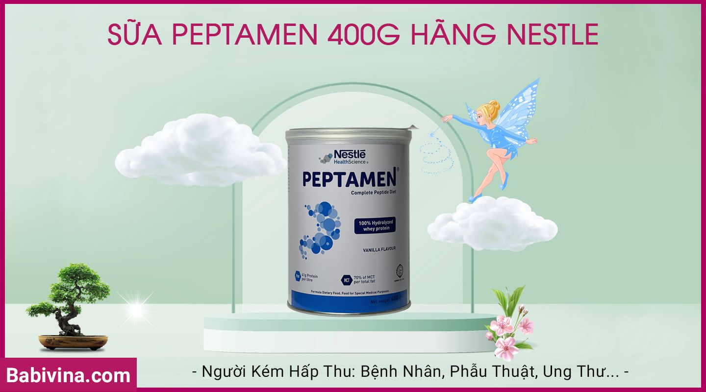 Sữa Peptamen 400g, Người Kém Hấp Thu, Phẫu Thuật, Ung Thư. Mua Peptamen Chính Hãng Nestle, Giá Rẻ Tại Babivina