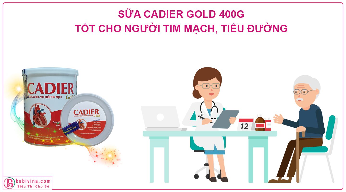 Sữa Cadier Gold 400g Tốt Cho Bệnh Nhân Tim Mạch, Tiểu Đường