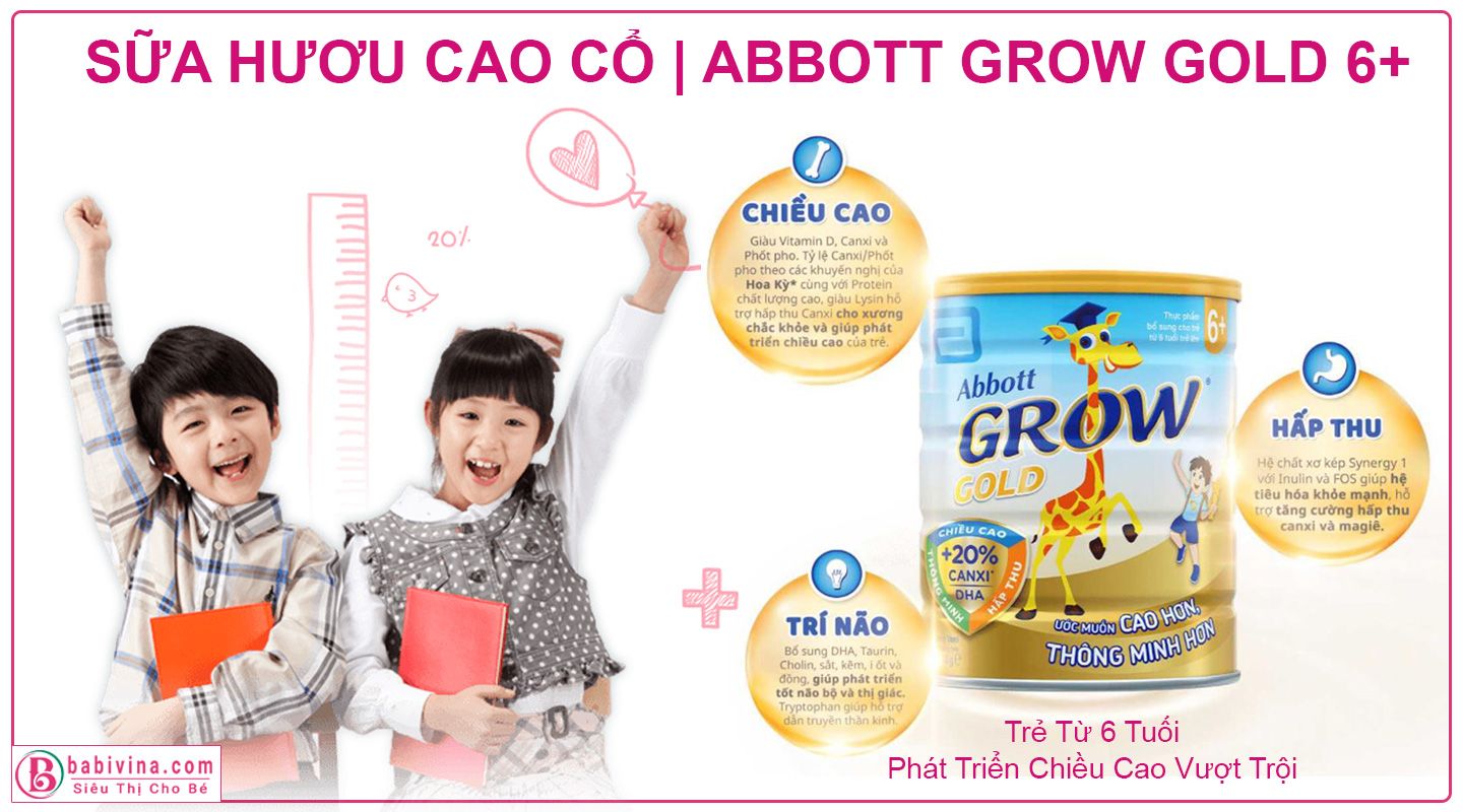 Sữa Abbott Grow Gold 6+ 900g Chính Hãng Abbott, Giá Rẻ Nhất