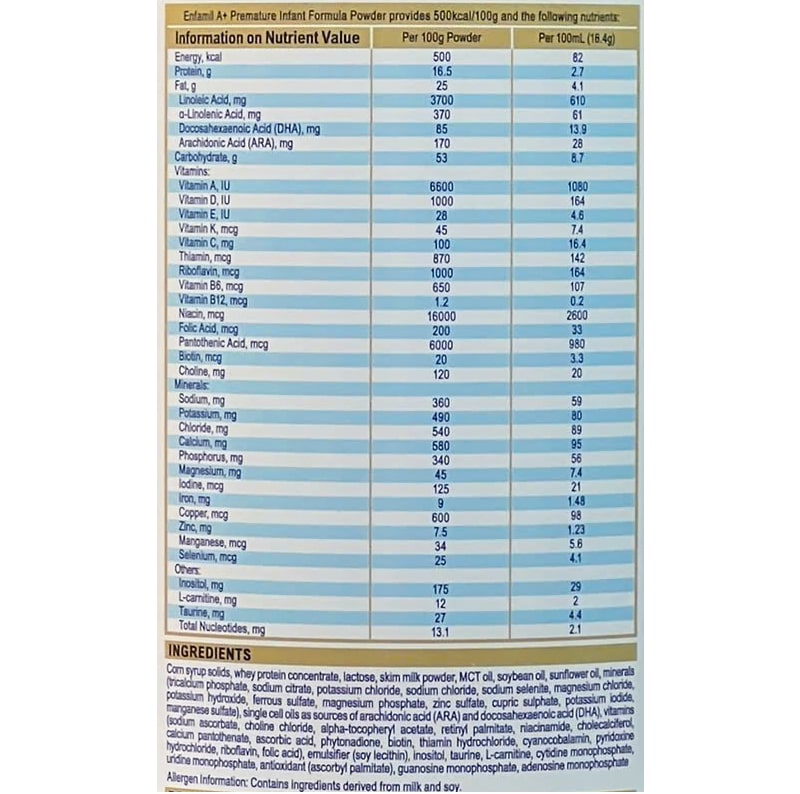 Bang-thanh-phan-dinh-duong-sua-Enfamil-A+-Premature-400g