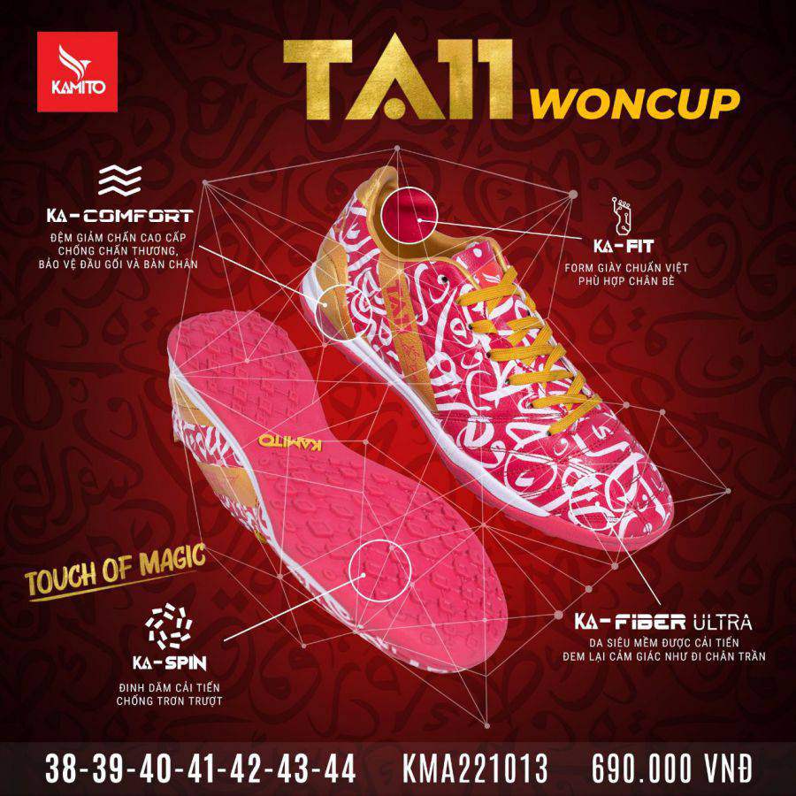 Kamito TA11 Woncup TF - Đỏ/Trắng