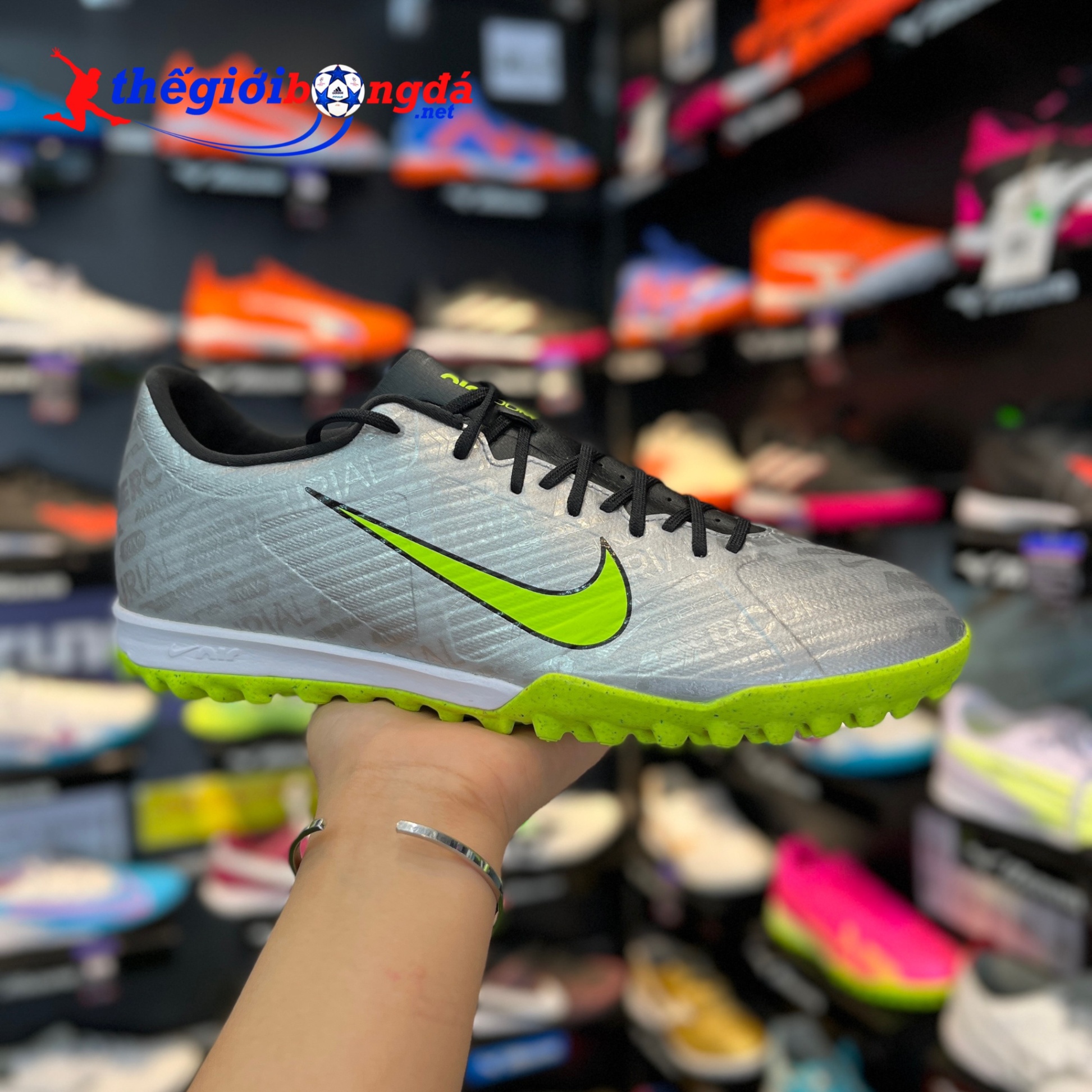 Nike Mercurial Vapor 15 XXV Academy TF - Bạc/Xanh | FB8396-060