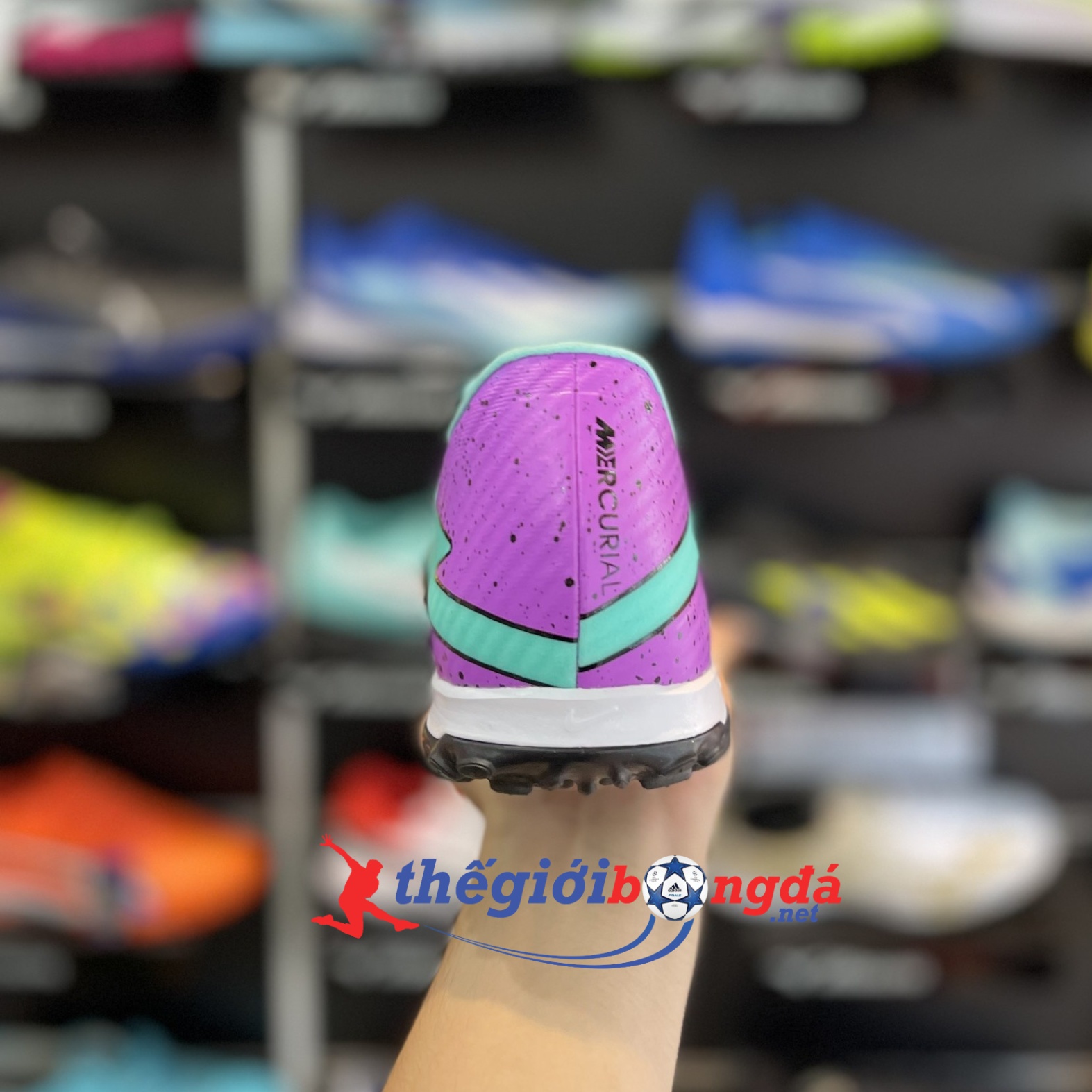 Gót giày Nike Mercurial Vapor 15 Academy TF - Xanh/Tím DJ5635-300