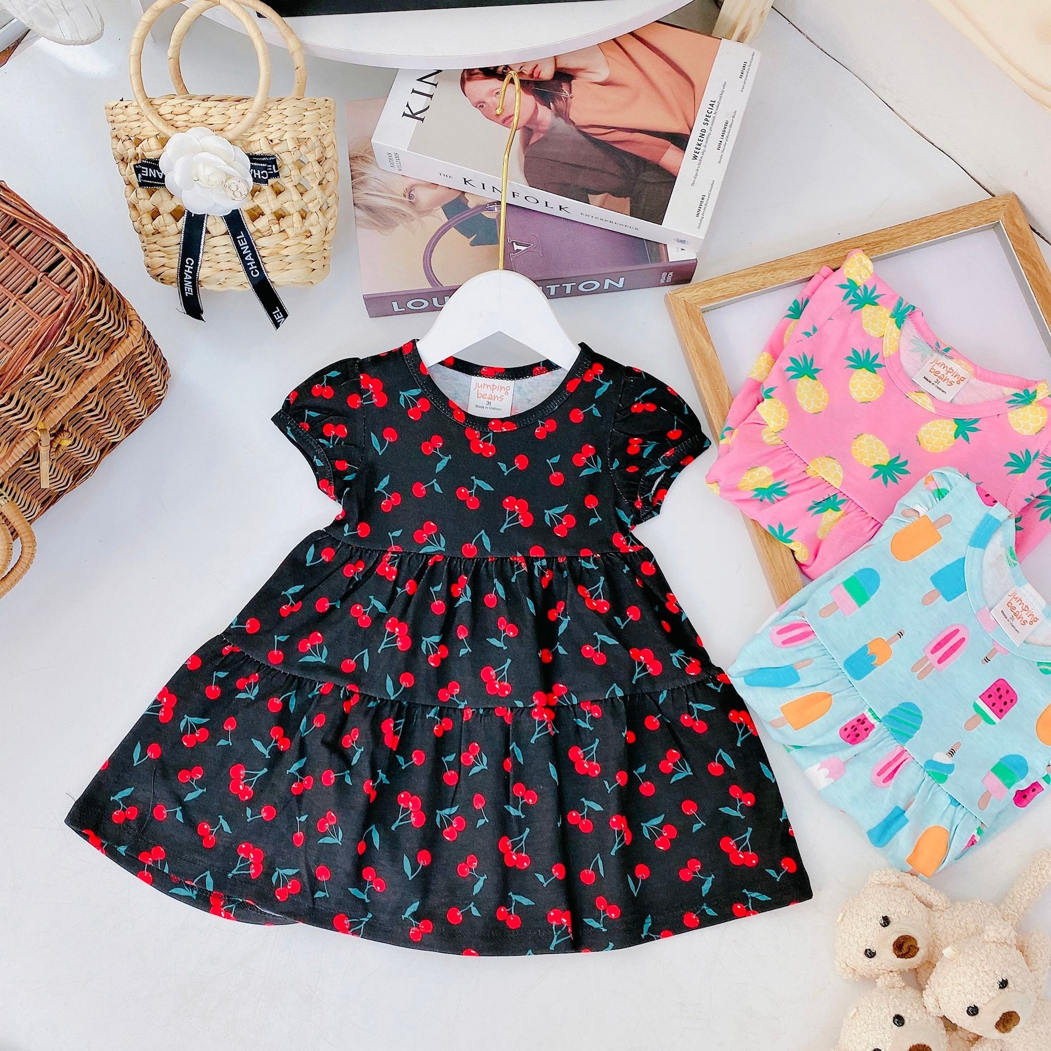 váy bé gái đỏ cherry