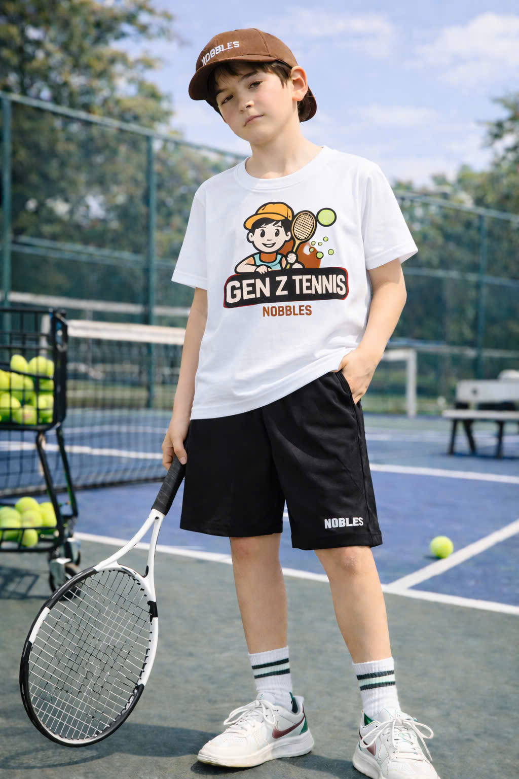 BỘ TAY NGẮN WHTBLK GEN Z TENNIS NOBBLES