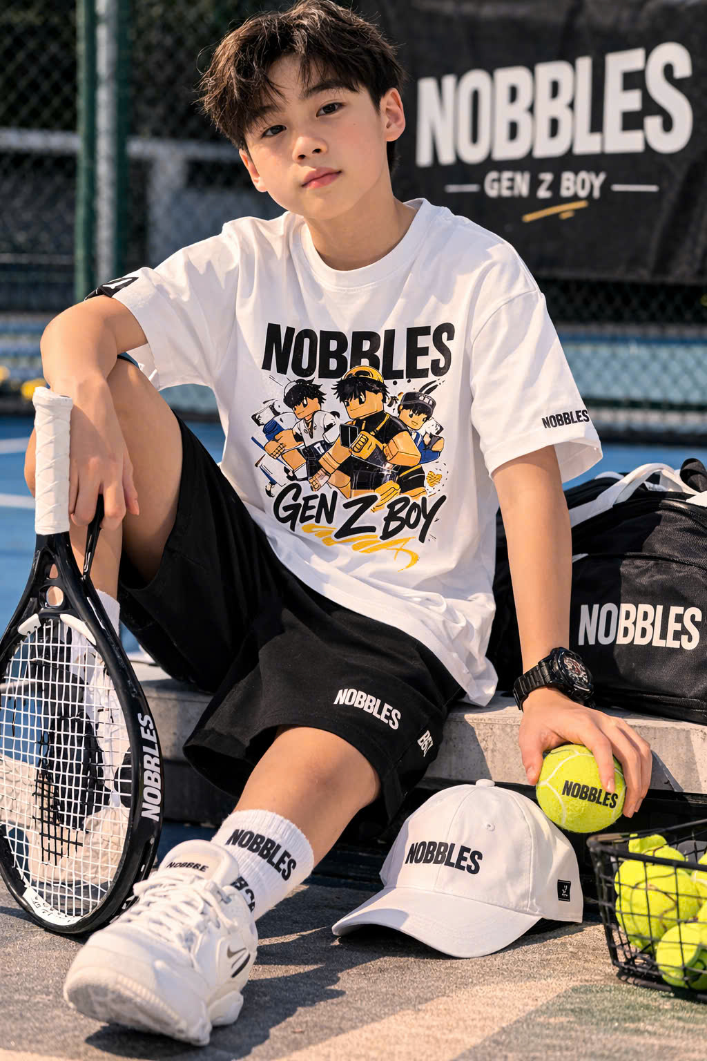 BỘ TAY NGẮN WHTBLK NOBBLES GEN Z BOY