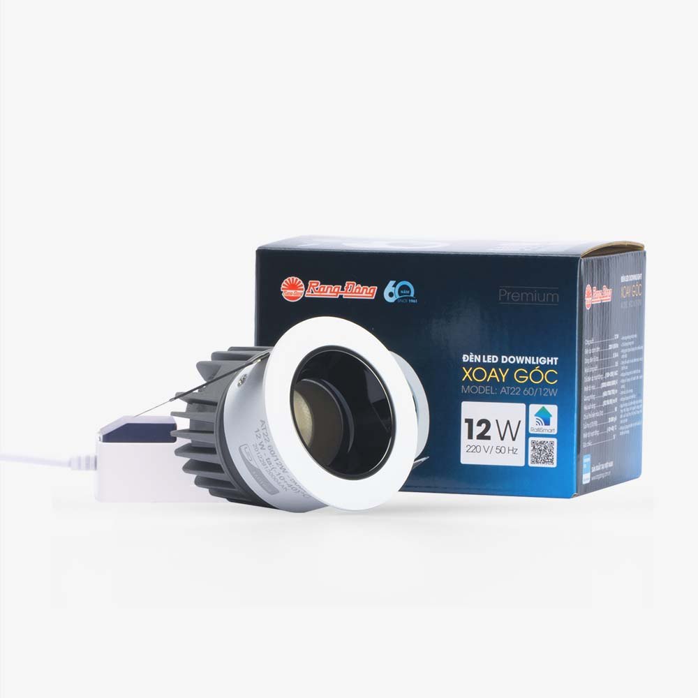Đèn LED âm trần Downlight xoay góc AT22 60/12W