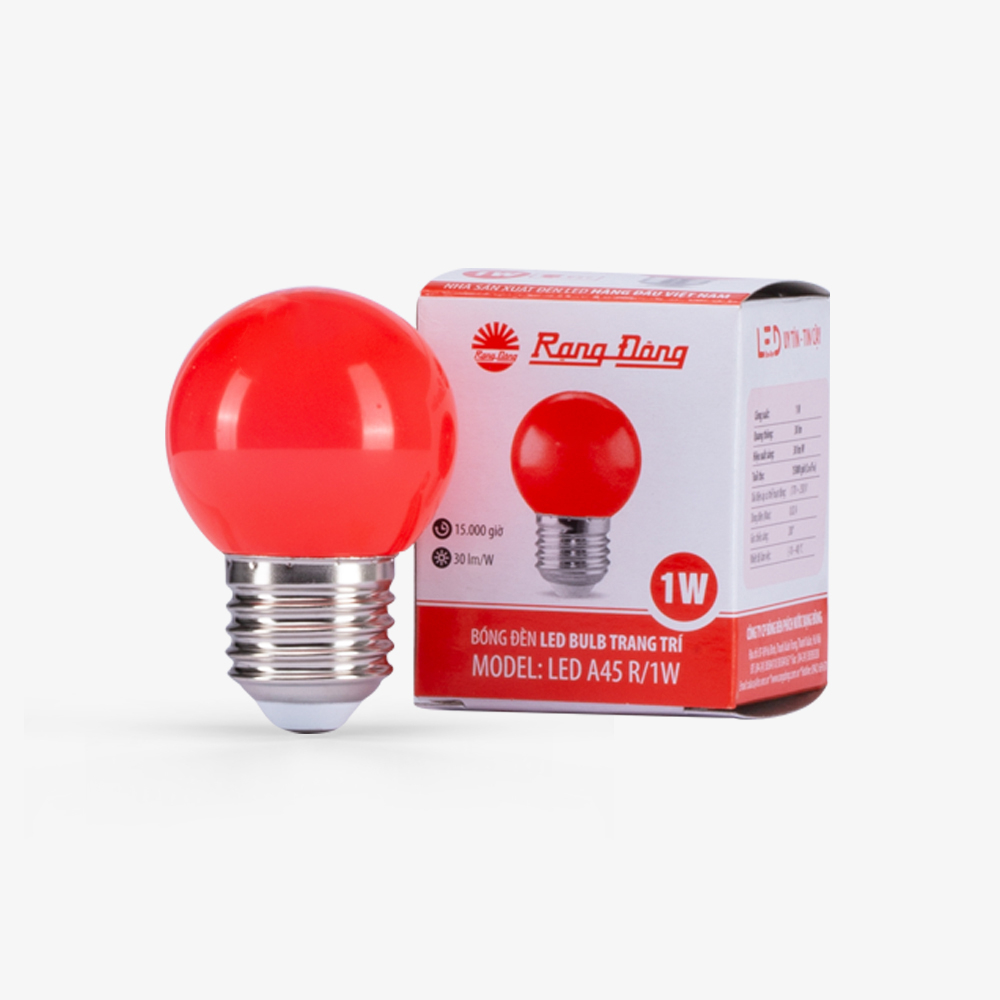 Bóng đèn LED Bulb tròn 1W màu đỏ A45R/1W