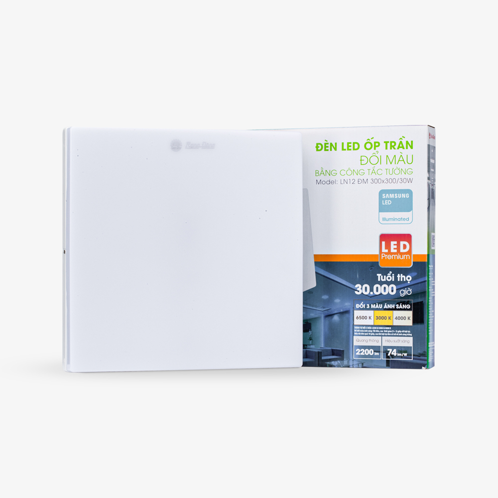 Đèn LED ốp trần vuông đổi màu đế nhôm LN12 ĐM 300x300/30W