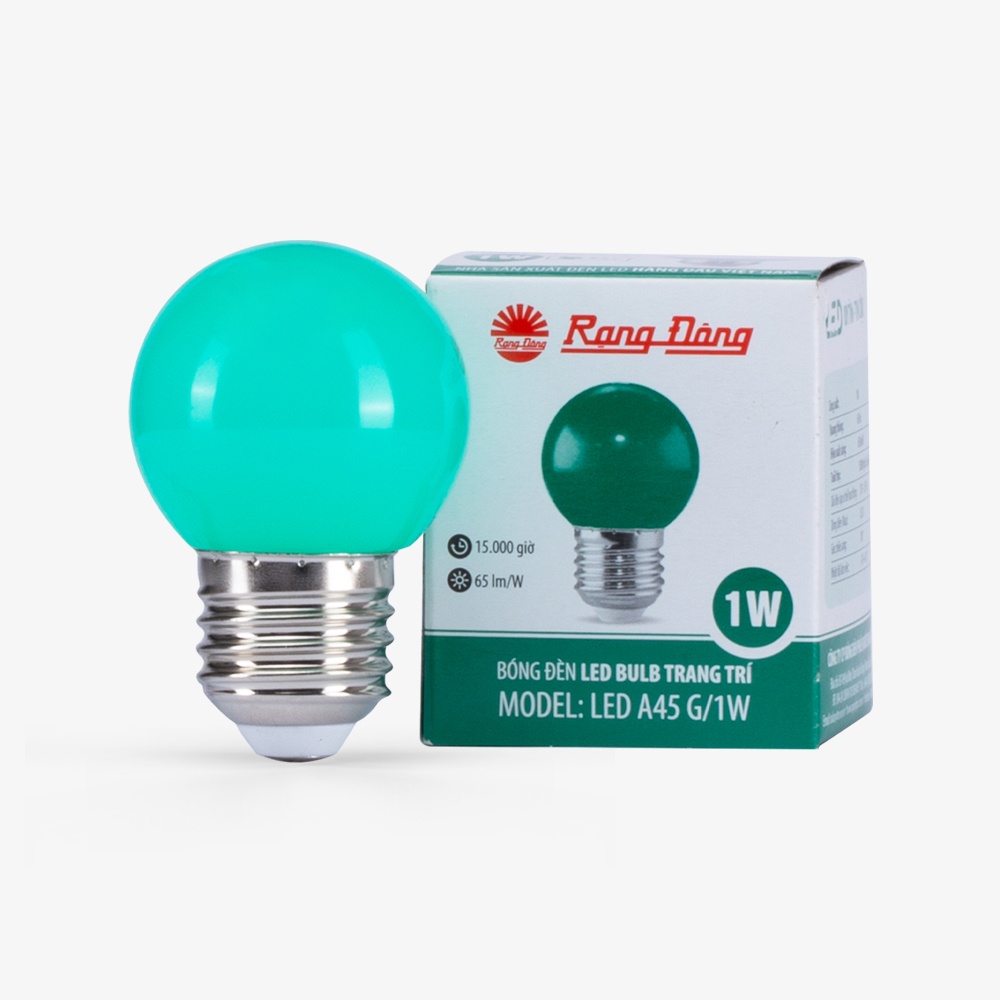 Bóng đèn LED BULB tròn 1W màu xanh lá A45G/1W