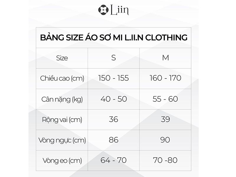 Lựa chọn size áo tại Liin Clothing